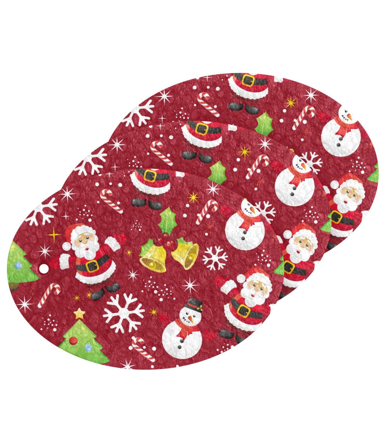 3-Pack Cleaning Kitchen Sponges Oval Santa Claus Kitchen Cellulose Dishwashing Wood Pulp Cotton - Buy Online on GoSupps.com