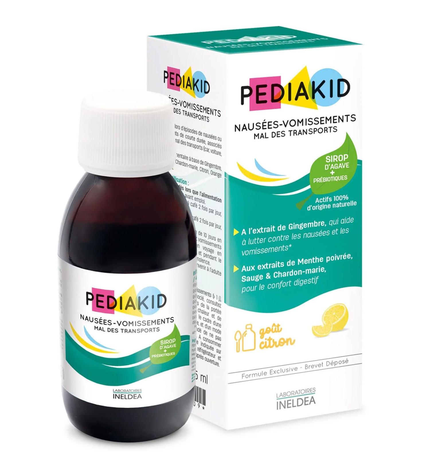PEDIAKID - Nausea-Vomiting syrup - Herbal supplement - Digestive comfort - Against nausea & vomiting - Lemon taste - Bottle 125 ml - Buy Online on GoSupps.com