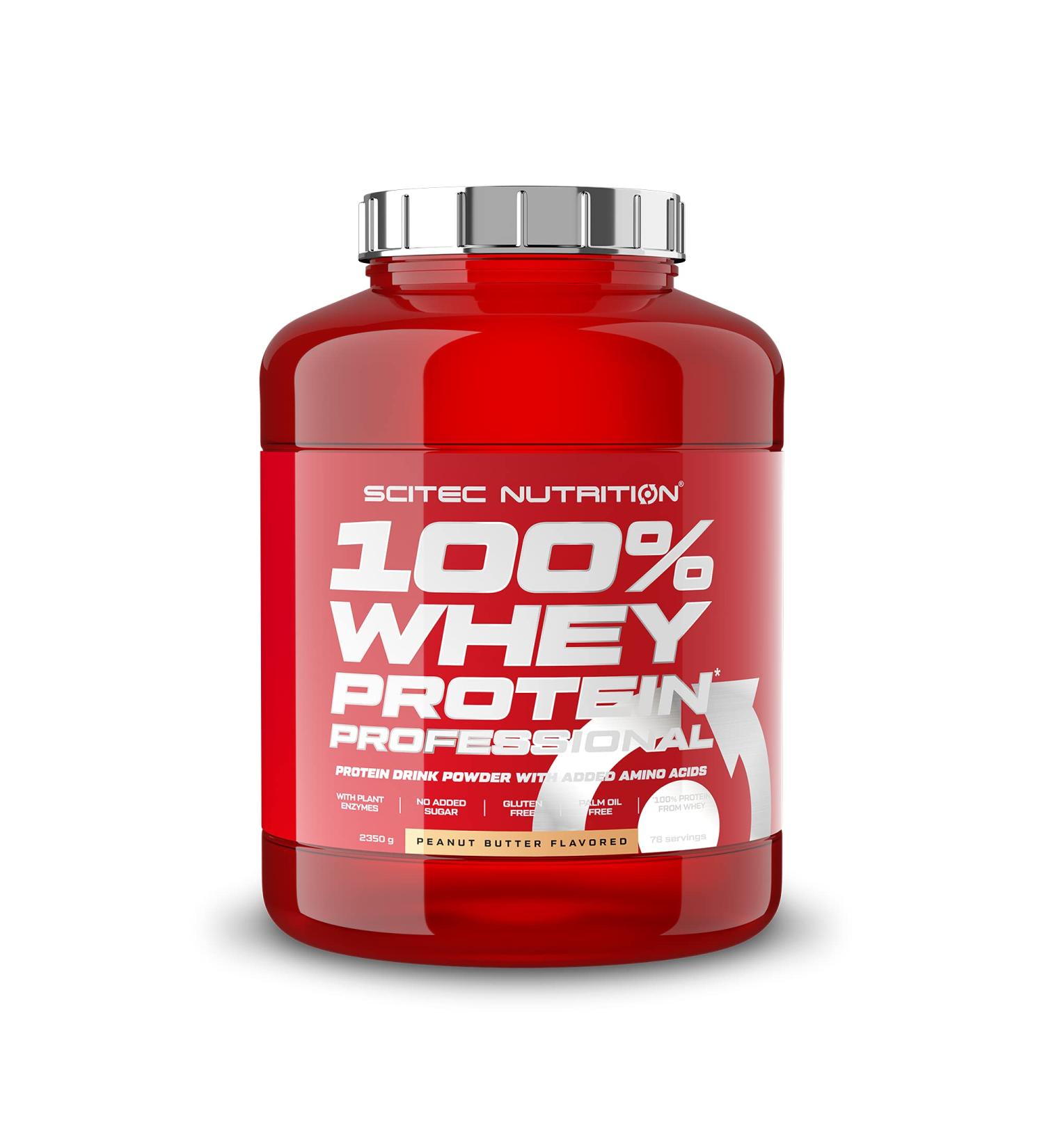 Scitec Nutrition 100% Whey Protein Professional - Gluten-Free Digestive Enzymes & Amino Acids - Peanut Butter Flavor 2.35 kg - International Shipping Available - Buy Online on GoSupps.com