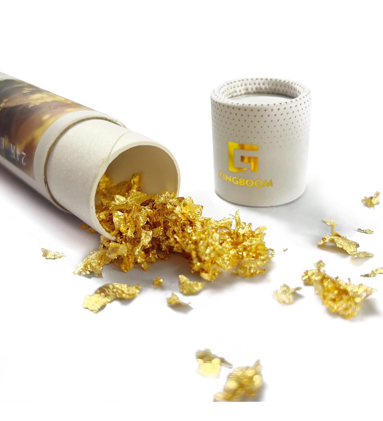 KINGBOOM 24K Gold Leaf Flakes - 50mg Edible Gold for Cakes & Drinks - Buy Online on GoSupps.com