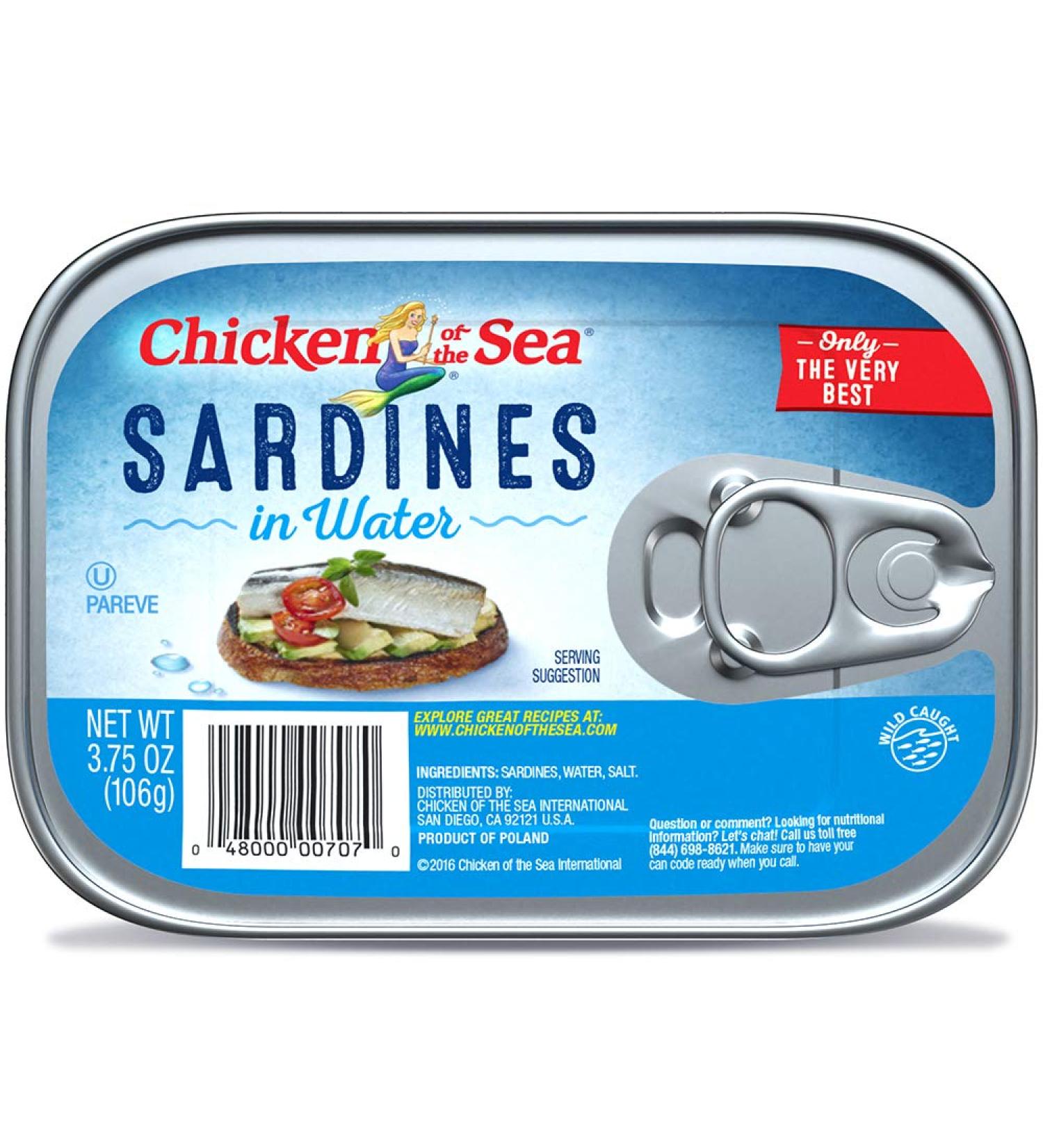 Chicken of the Sea Sardines in Water 3.75 oz (Pack of 18) - Premium Quality Sardines - Buy Now! - Buy Online on GoSupps.com