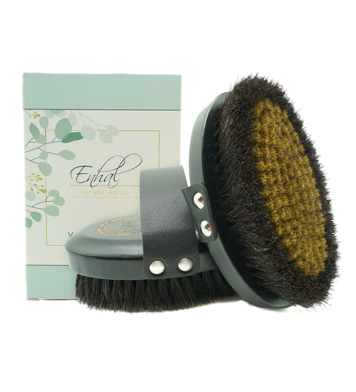 ENHAL Premium Ionic Body Dry Brush | Copper Bristles for Cellulite Massage & Healthy Skin | 100% Natural Beech Wood - Buy Online on GoSupps.com