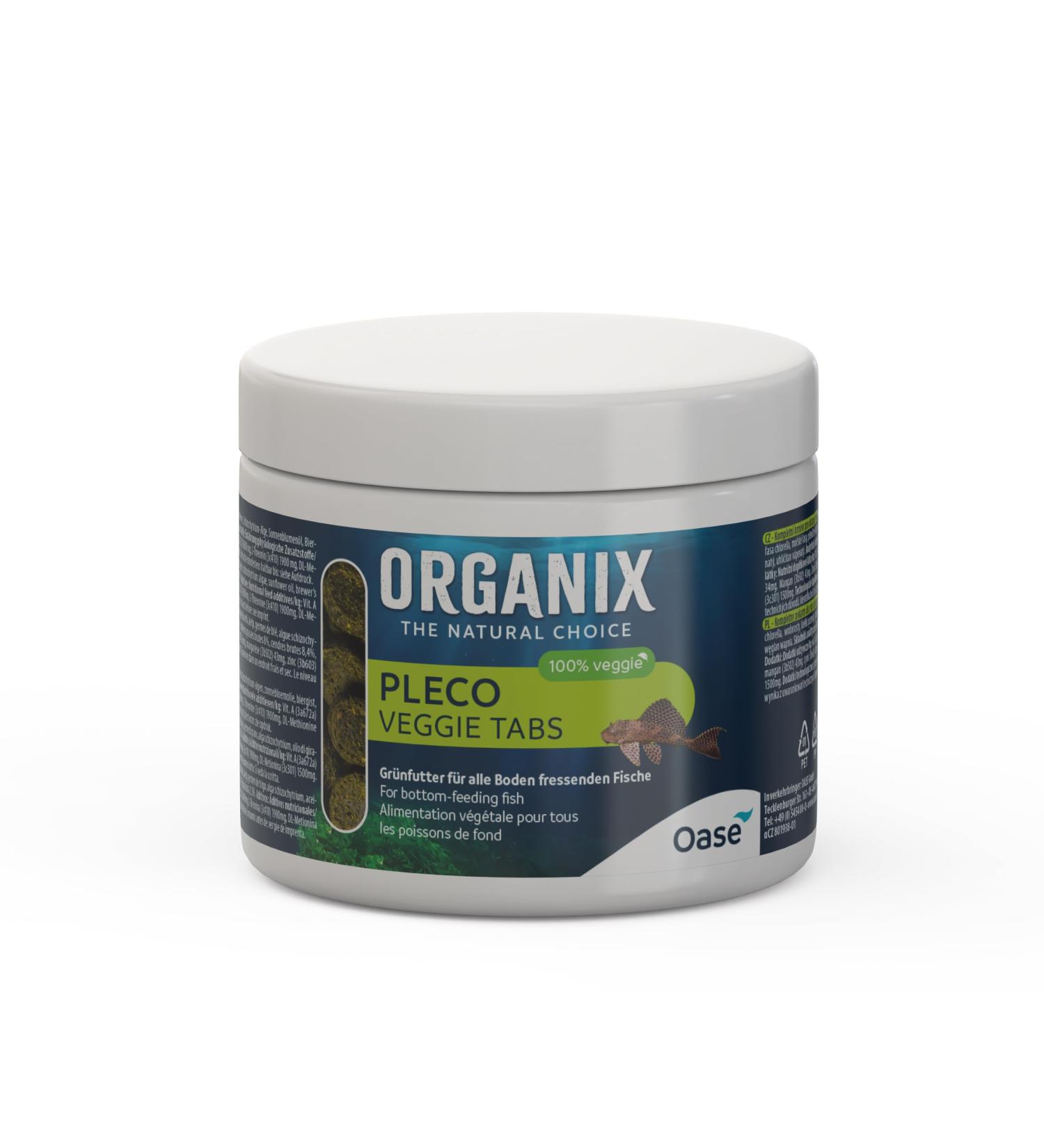 OASE ORGANIX Pleco Veggie Tabs 175 ML - Green Food for Bottom Feeders Aquarium Food for Herbivores