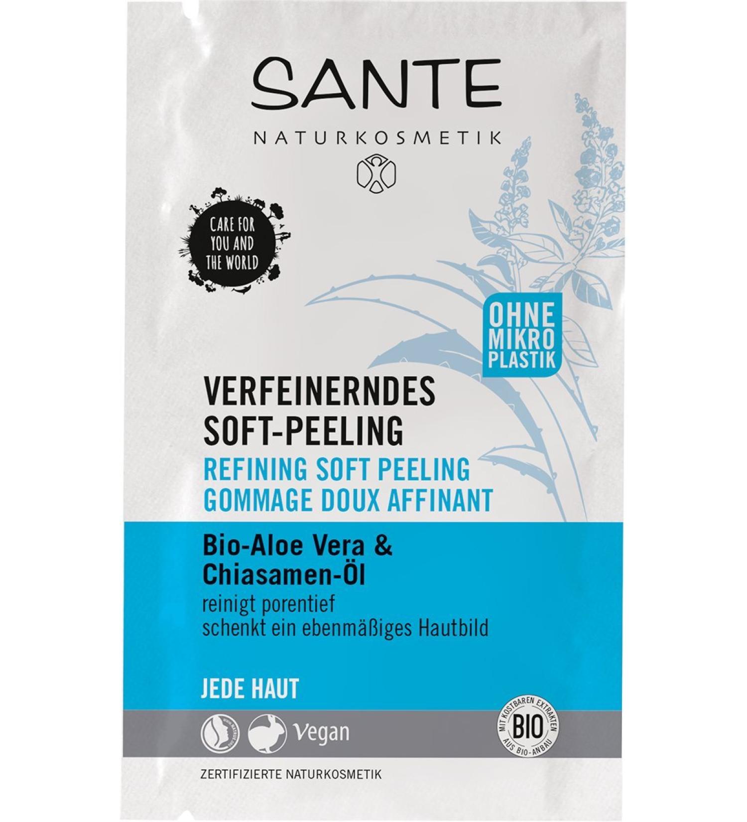 Sante Natural Cosmetics Soft Peeling - Organic Aloe Vera Deep Cleanse & Even Complexion Vegan 5x8ml Multipack - Buy Online on GoSupps.com