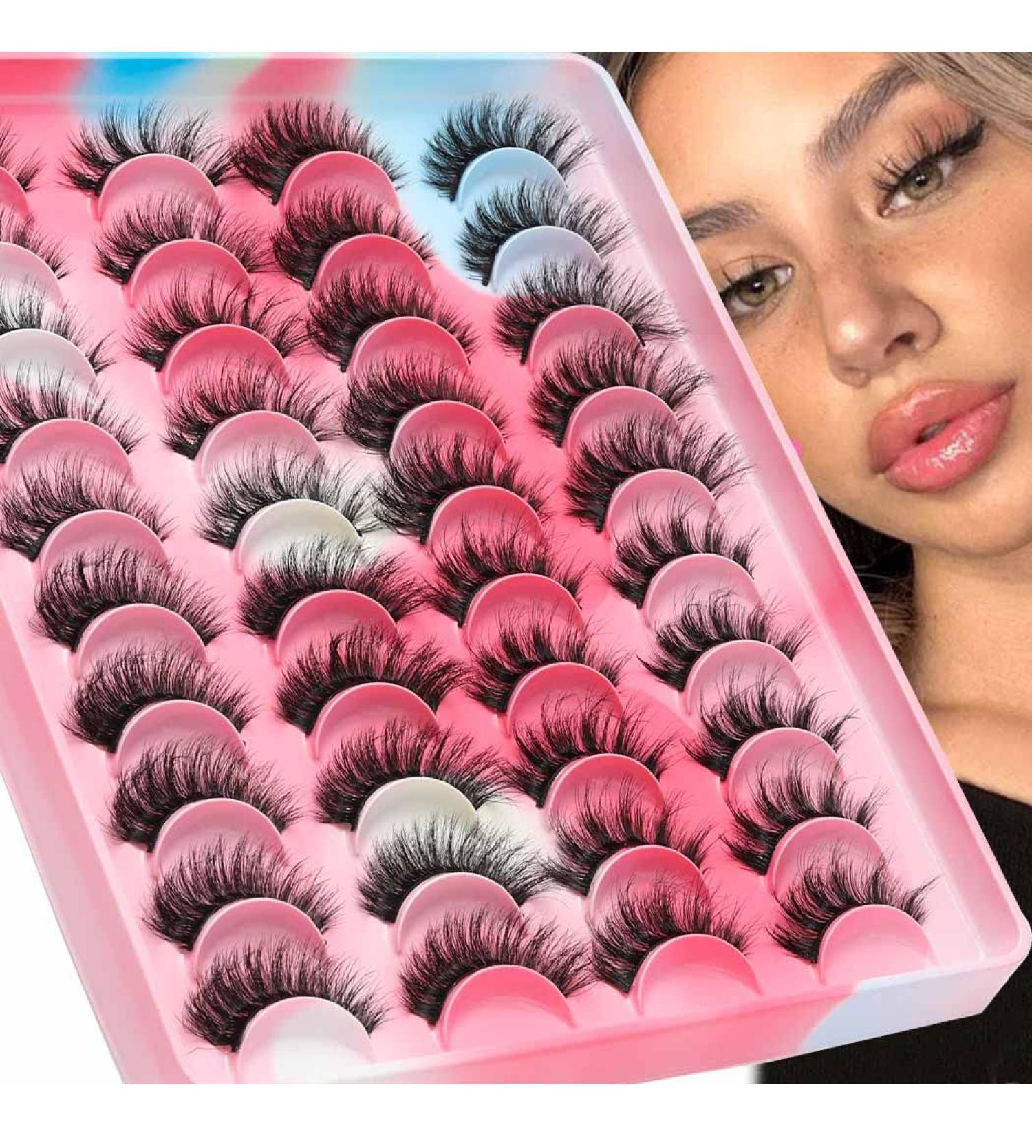 Uranian 20 Pairs Cat-Eye Faux Mink False Eyelashes - Natural Look & Dramatic Volume 6D Russian Lashes for Women & Girls - Buy Online on GoSupps.com