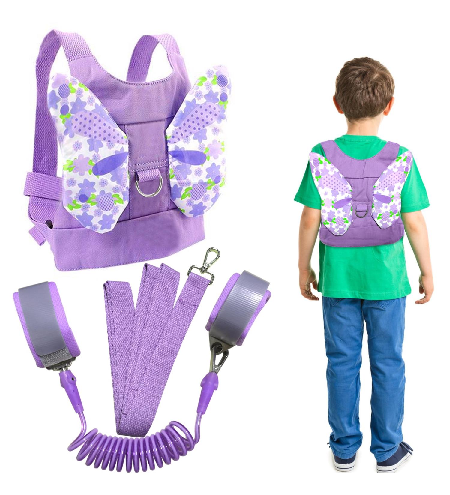 Toddler Reins Walking Safety Harness for Kids 2 PCS Toddler Leash & Anti Lost Wrist Bands with 360 Rotation Leash for Toddler/Kids/Babies/Children Butterfly-Wings Walking Harness & 4.9ft Rope Purple - Buy Online on GoSupps.com