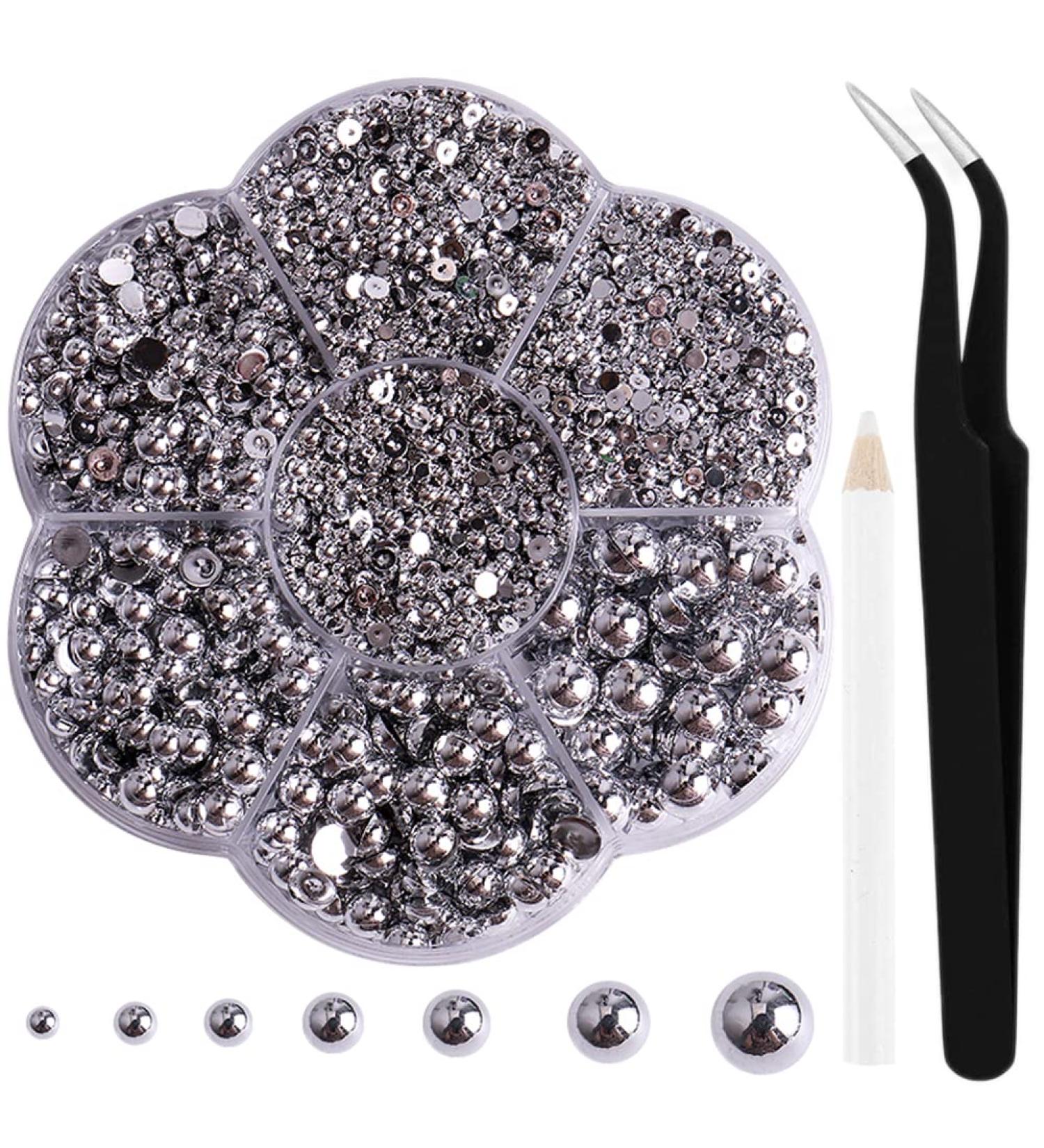 Makandup 6000 Pcs Silver Nail Pearls for Nails Art & Crafts - Flatback Round Pearls for Makeup, DIY Decorations & Accessories - Buy Online on GoSupps.com