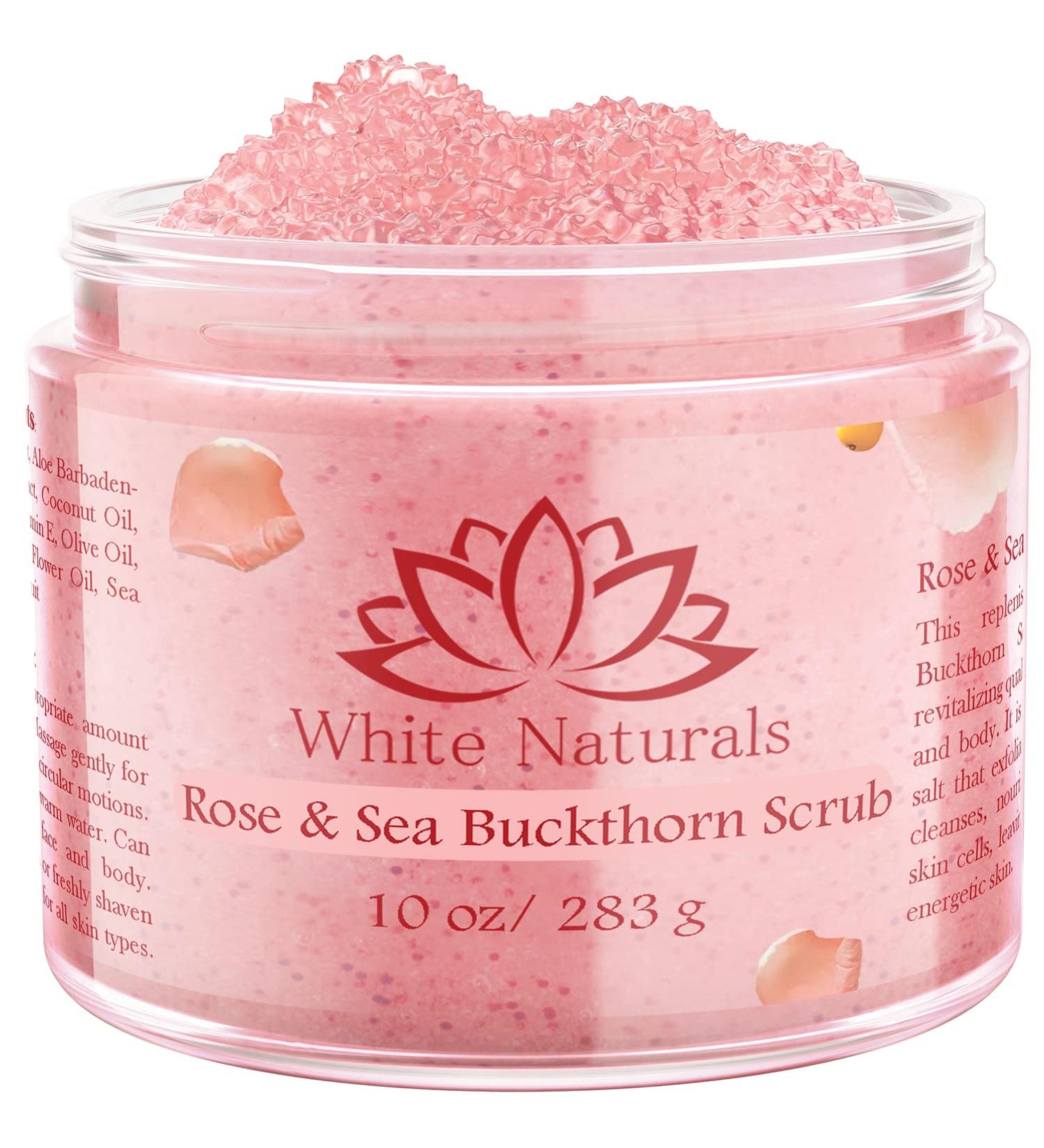 Organic Rose & Sea Buckthorn Face & Body Scrub - Natural Exfoliating Scrub for Soft Skin Essential Oil Infused Moisturizer for Women & Men Removes Blackheads & Acne - Buy Online on GoSupps.com