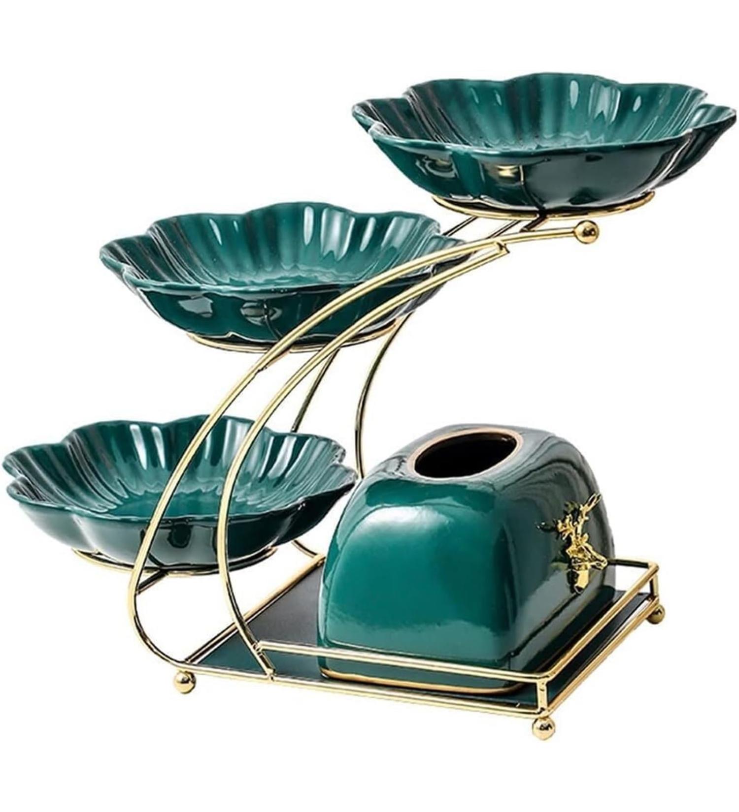 Kitchen Countertop Fruit Rack Fruit Basket Fruit Bowl Fruit Basket Bowl 3-Tier Ceramic Fruit Basket Fruit Bowl with Tissue Box Vegetable Bread Countertop Fruit Storage Stand Rack (Color : Blu) - Buy Online on GoSupps.com