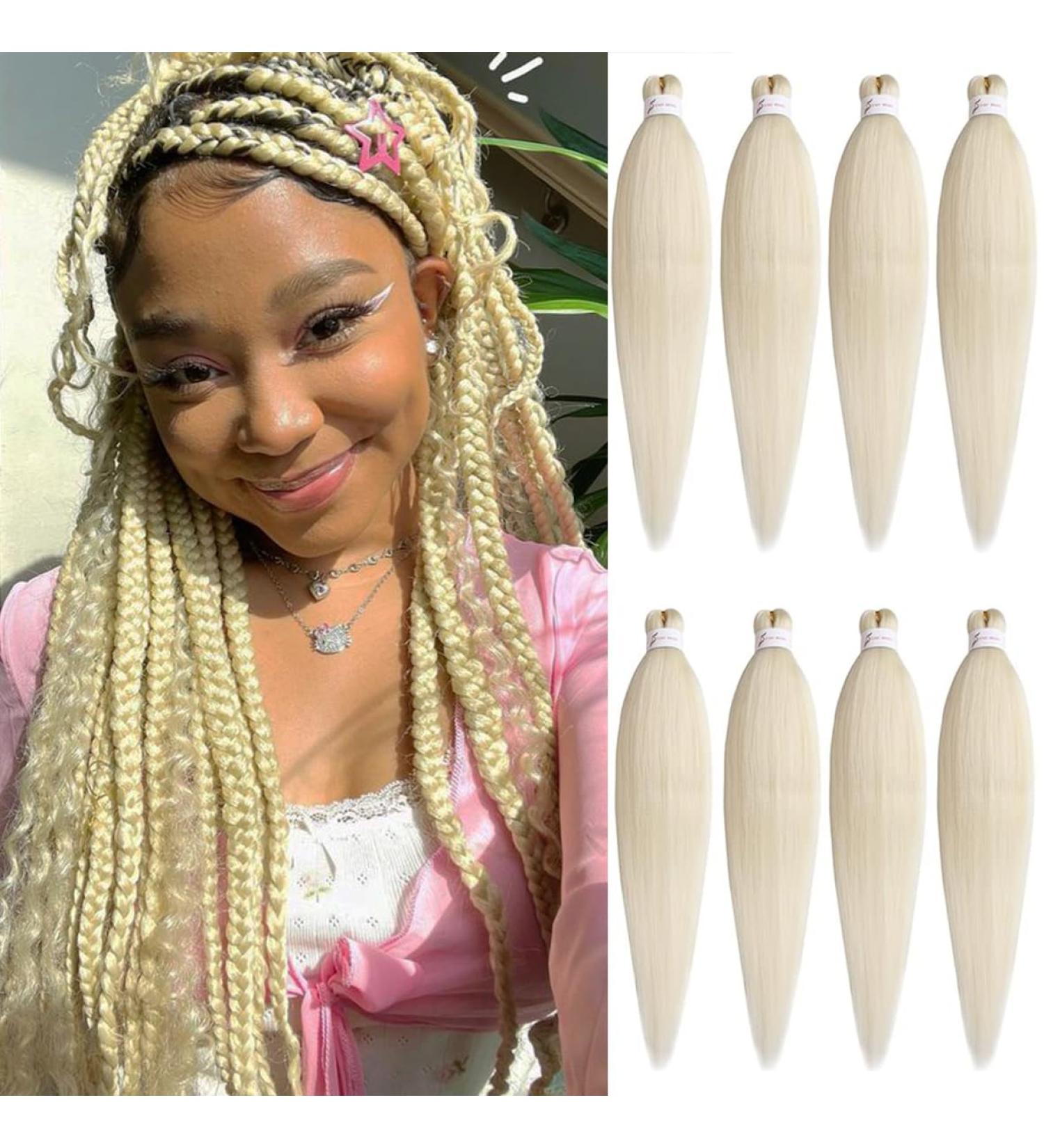 Leeven 8 Packs Blonde Pre Stretched Braiding Hair Extensions for Box Braids Yaki Straight EZ Braiding Hair Pre Stretched Crochet Braiding Hair Extension /16 Inch 613# 16 Inch (Pack of 8) 613# - Buy Online on GoSupps.com