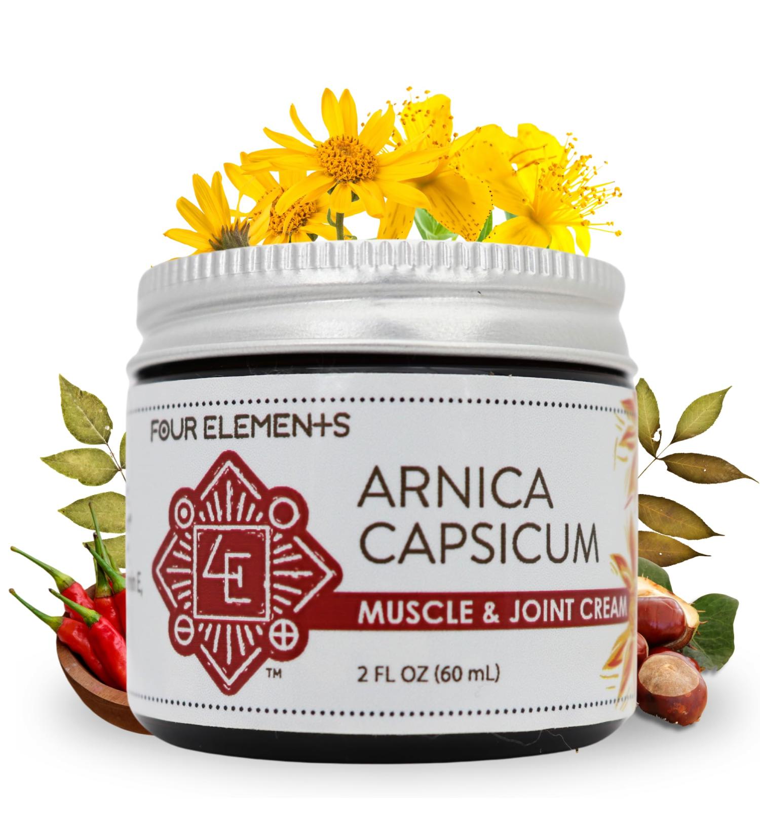 Four Elements 4E Arnica Capsicum Muscle and Joint Cream - Organic Herbal - 2 OZ - Buy Online on GoSupps.com