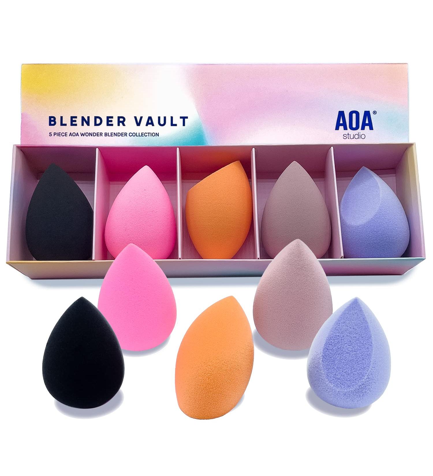 AOA Studio Beauty Makeup Sponge Blender Combo Set - Latex Free & High Definition (5 Pack) - Ideal for Powder, Cream, and Liquid Makeup - Perfect Gift Option - Buy Online on GoSupps.com