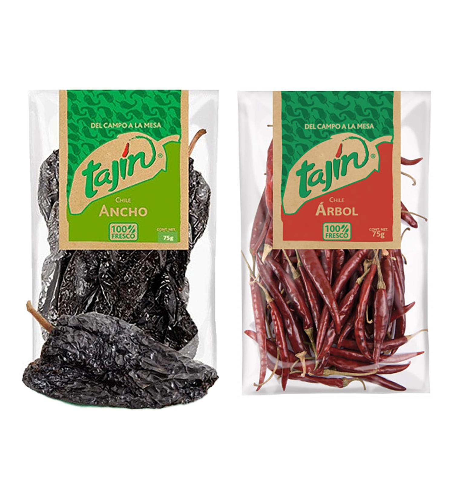 Dried Chillies Bundle with Tajin Ancho Chilli 75g x1 and Arbol Chilli 75g x1 (Pack of 2 Bundle) - Buy Online on GoSupps.com