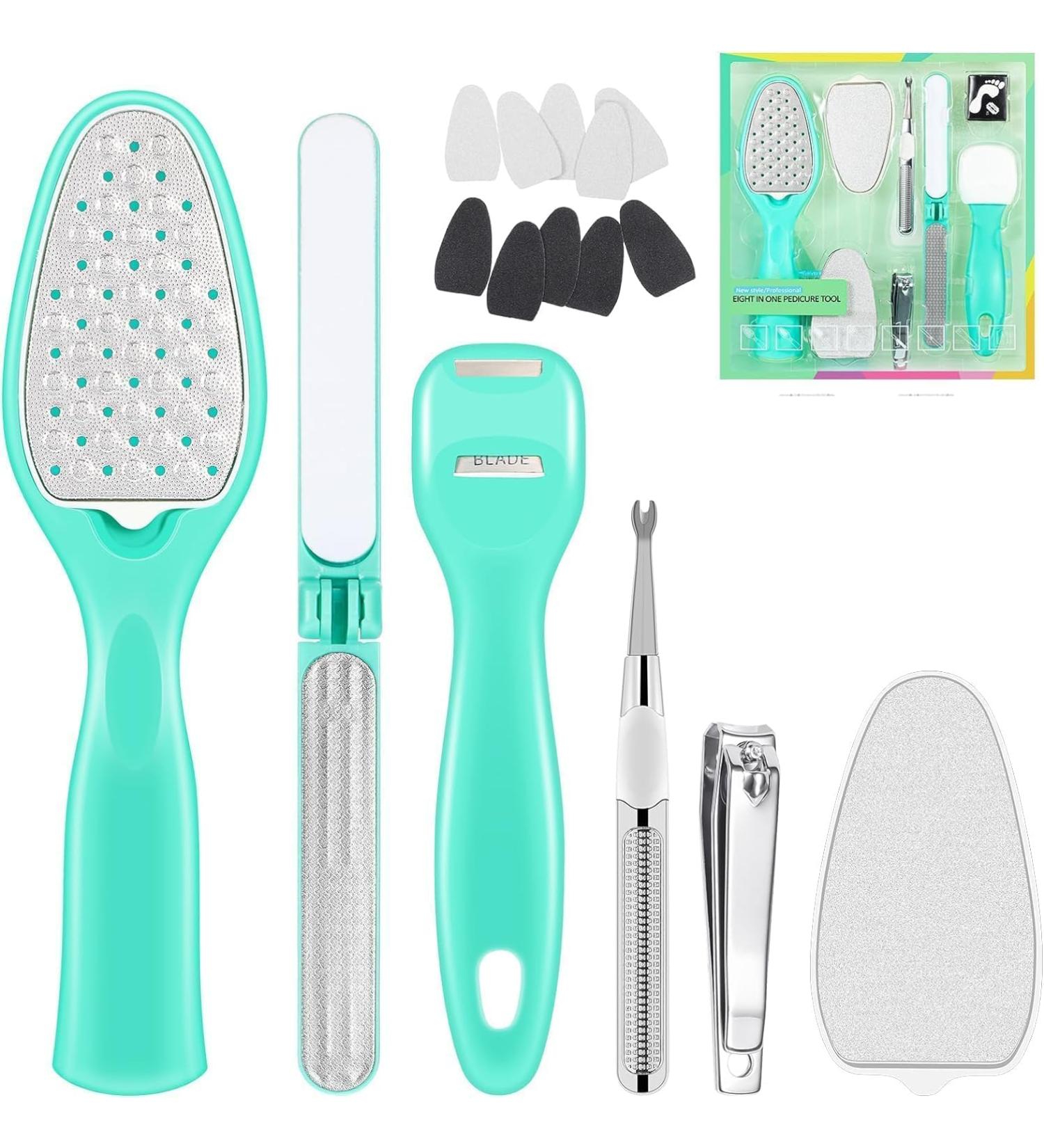 GBTUPOKW Foot File Pedicure Set 8 in 1 Foot Files Foot Care Scrubber Kit Hard Skin Remover Feet Scrub for Women Men Salon or Home - Buy Online on GoSupps.com