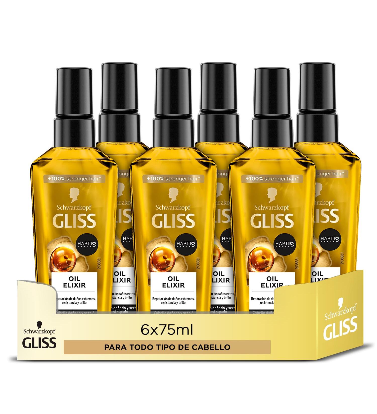  Gliss Gliss Sublimateur Oil Elixir Treatment - All Hair Types - 6 x 75 ml (450 ml) - Nutrition Softness and Shine - Beautify Hair Without Greasing - Buy Online on GoSupps.com