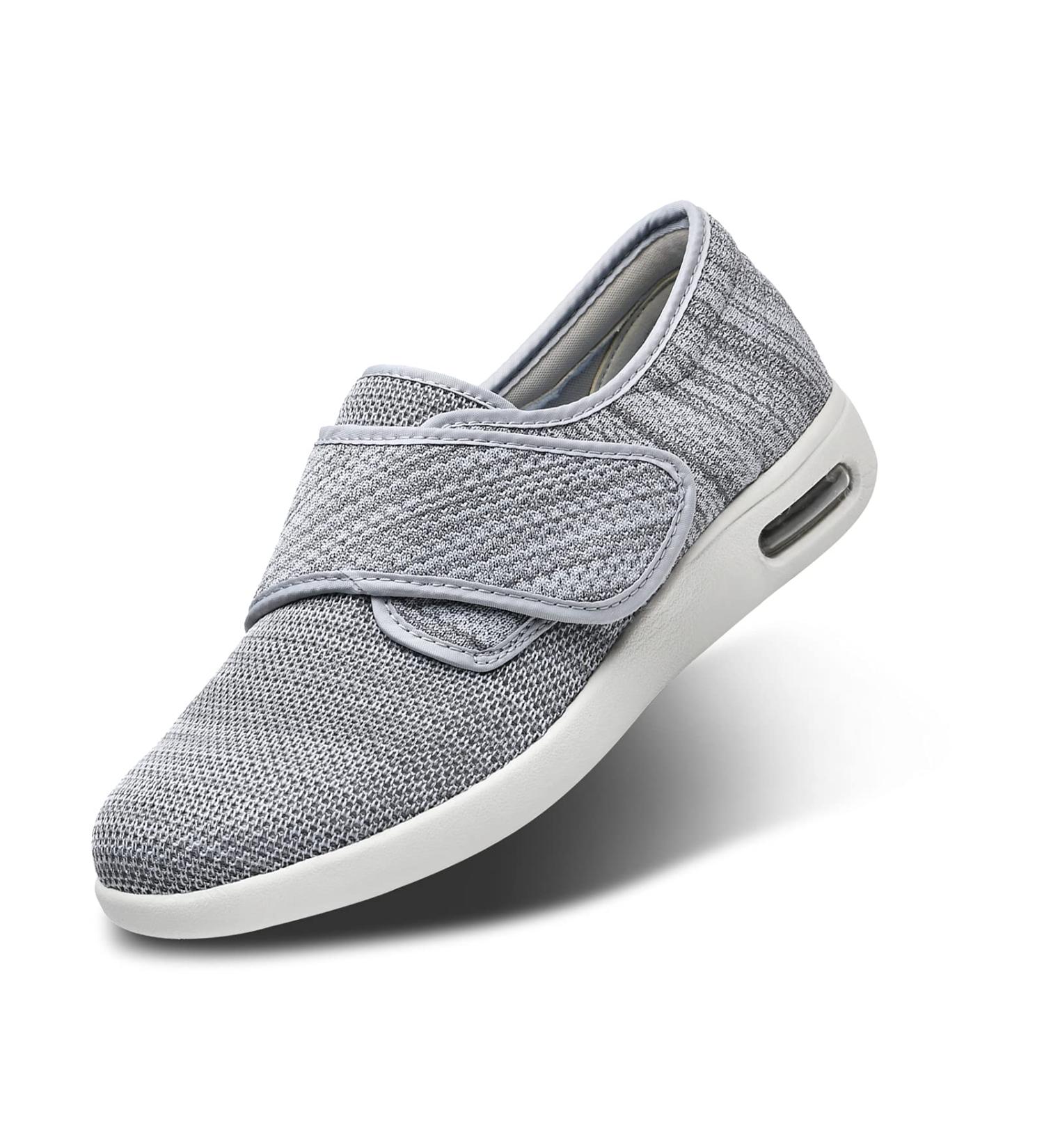 Women's Diabetic Shoes Extra Wide Width Breathable Mesh Adjustable Strap - Support for Swollen Feet, Arthritis & Edema - 9 Wide Light Gray - Buy Online on GoSupps.com