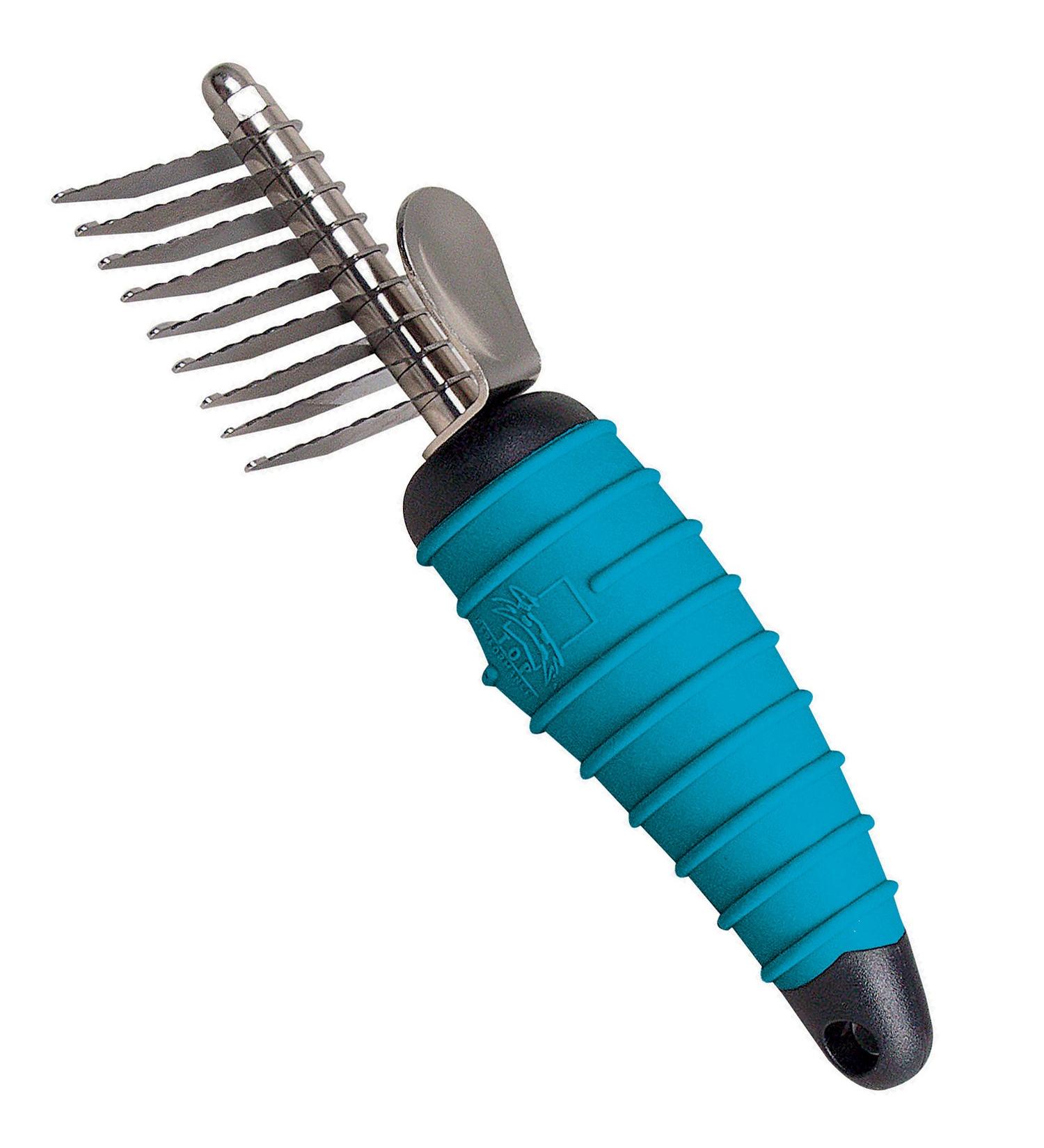 Master Grooming Tools Steel 9-Blades Dematting Ergonomic Pet Comb with Rubber Handle 9 Blade Comb