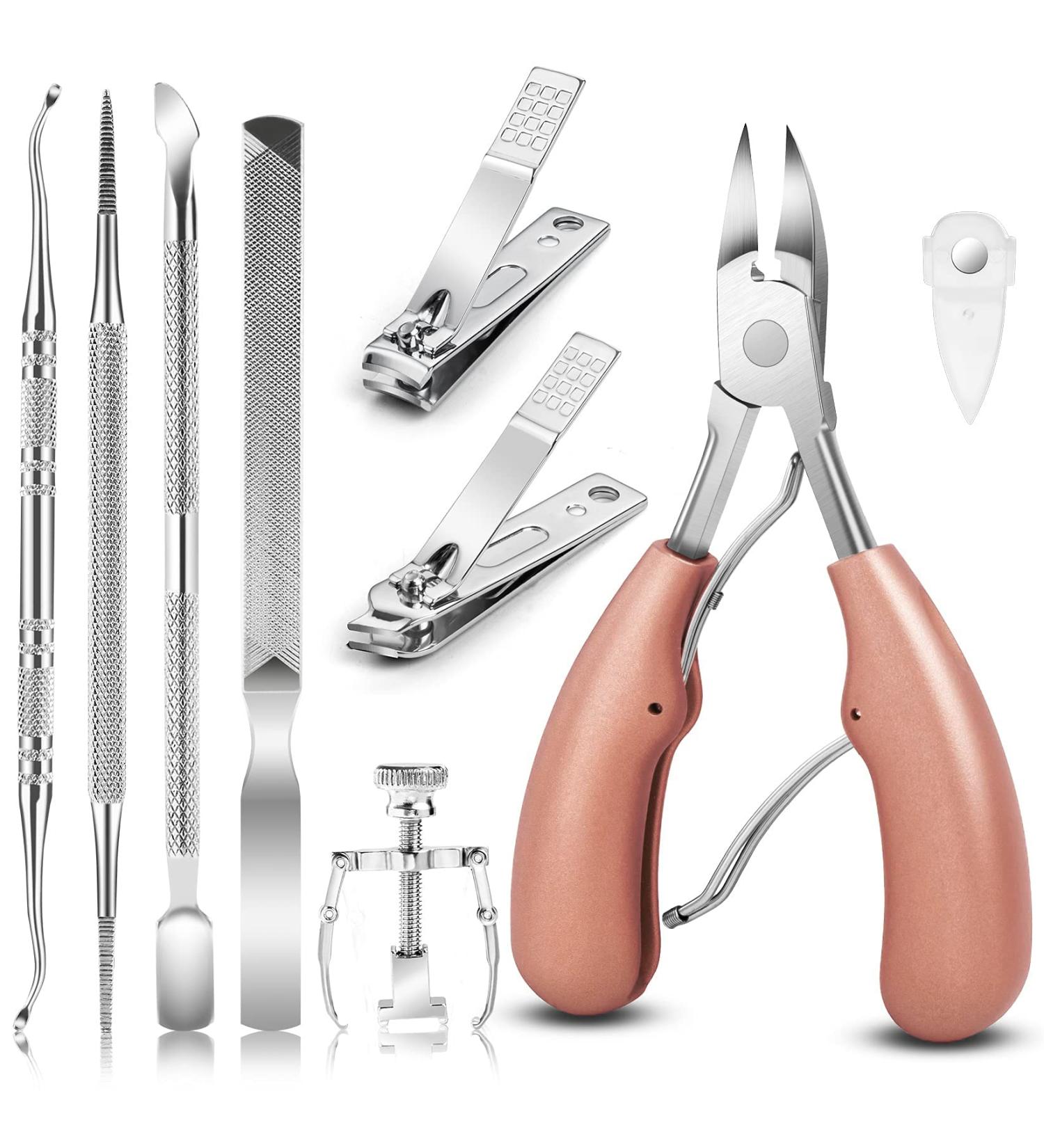 Artcut 9PCS Bean Pink Toe Nail Clippers Set - Professional Stainless Steel Clippers for Thick Nails and Ingrown Toenails - Buy Online on GoSupps.com