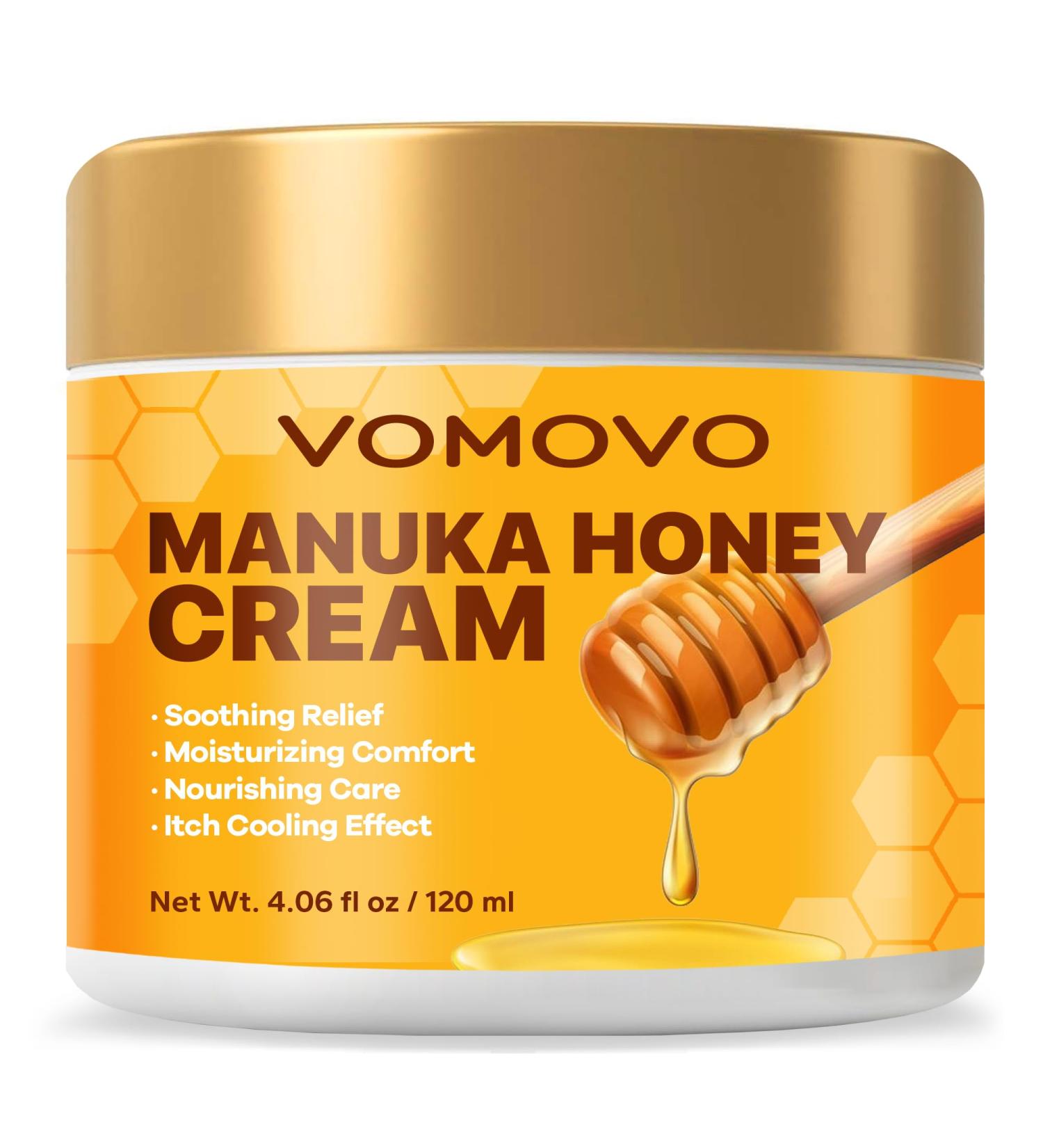 Vomovo Manuka Honey Cream (4.1 Fl Oz) Eczema Cream for Adults Eczema Lotion for Face & Body Natural Manuka Honey Ointment for Soothing Dry & Itchy Skin Itchy Skin Relief Moisturizer