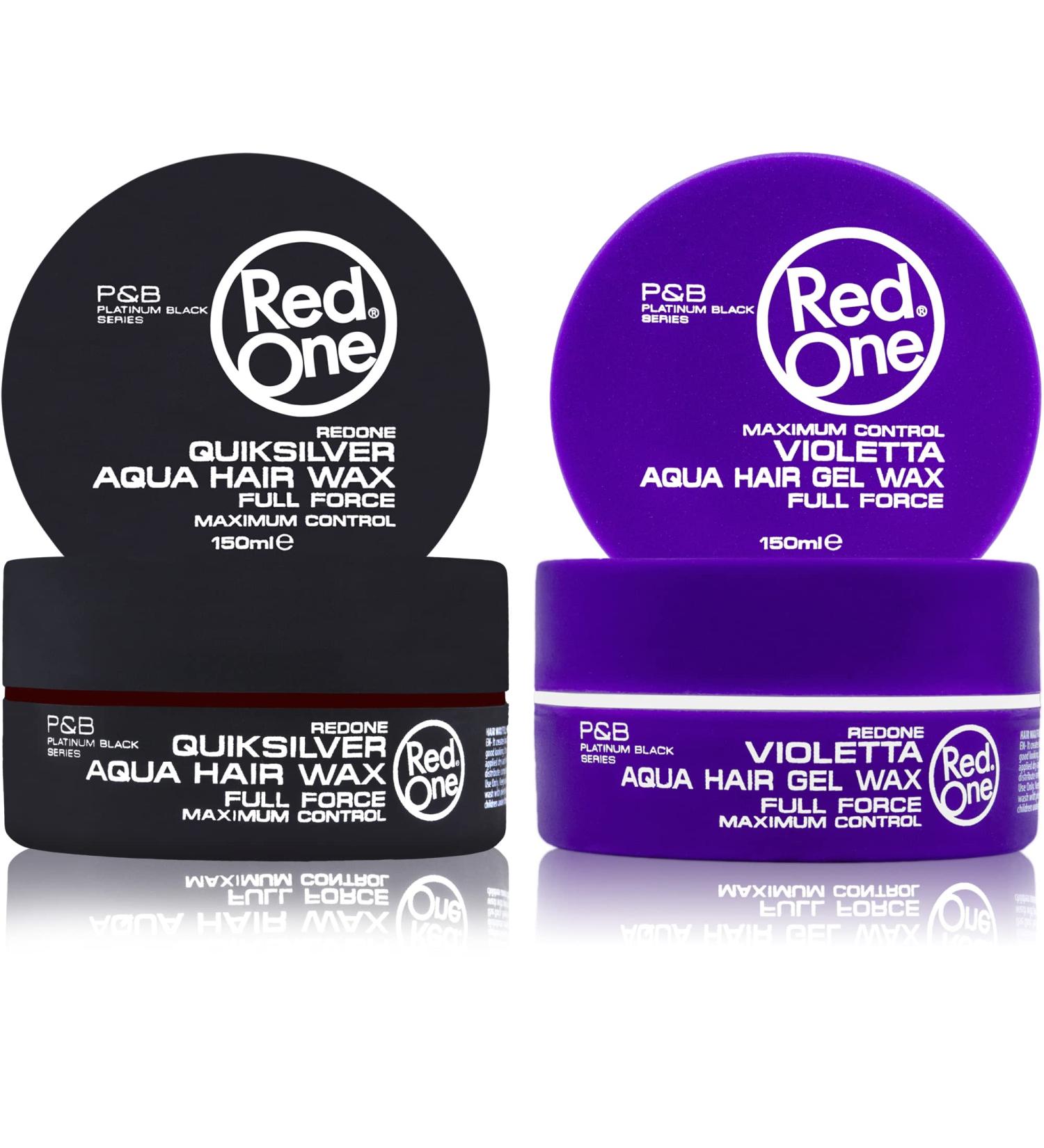 RedOne Aquatic Hair Wax Violet & Grey 150 ml | Gel Wax | Extra Hold | Hair Wax for Men & Women | Blackcurrant & Lavender Scent | Pack of 2 - Buy Online on GoSupps.com