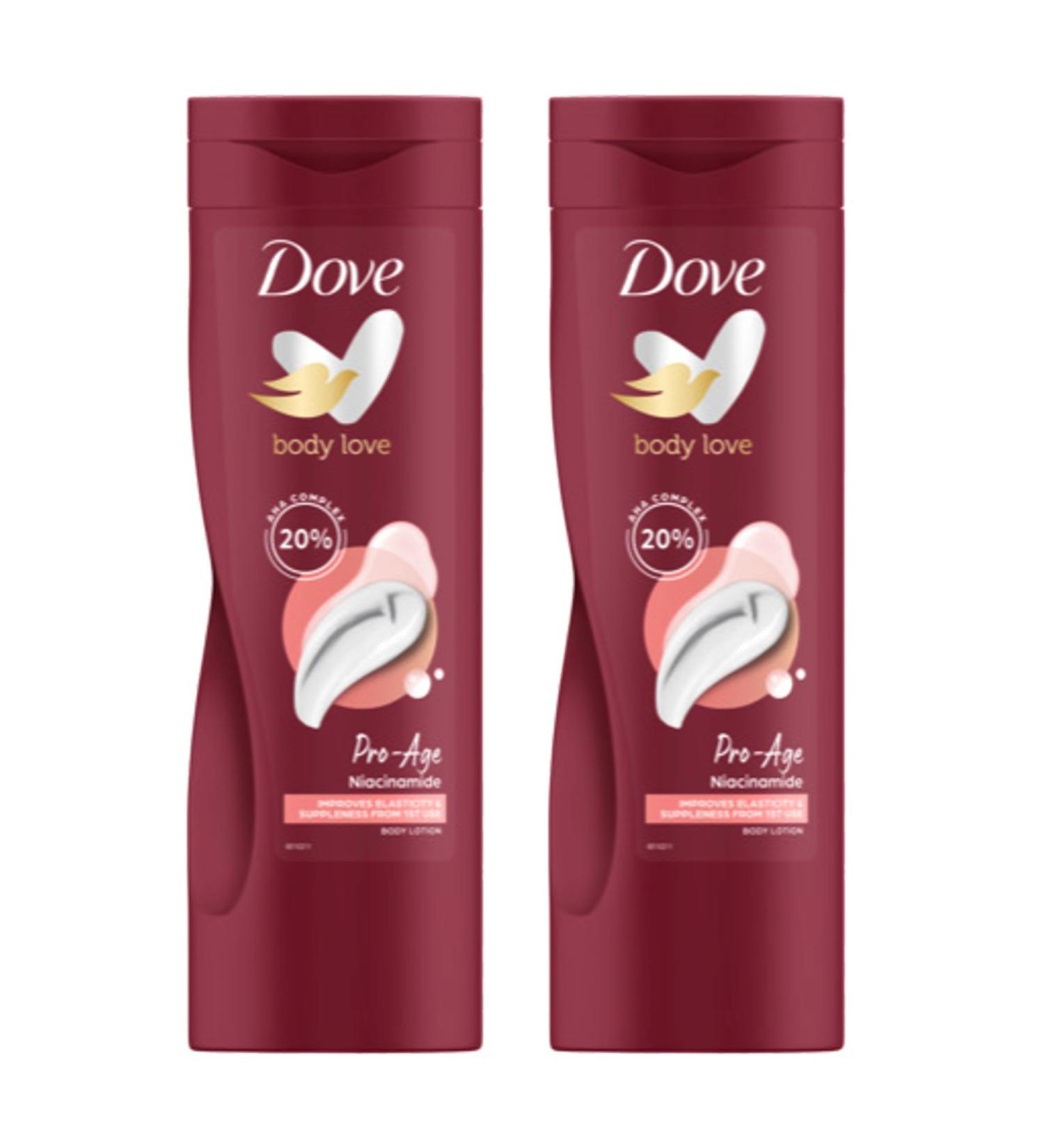 Dove Body Love Pro Age Body Lotion Improves elasticity & suppleness from 1st use & moisturiser for more elastic skin 400 ml x2 - Buy Online on GoSupps.com