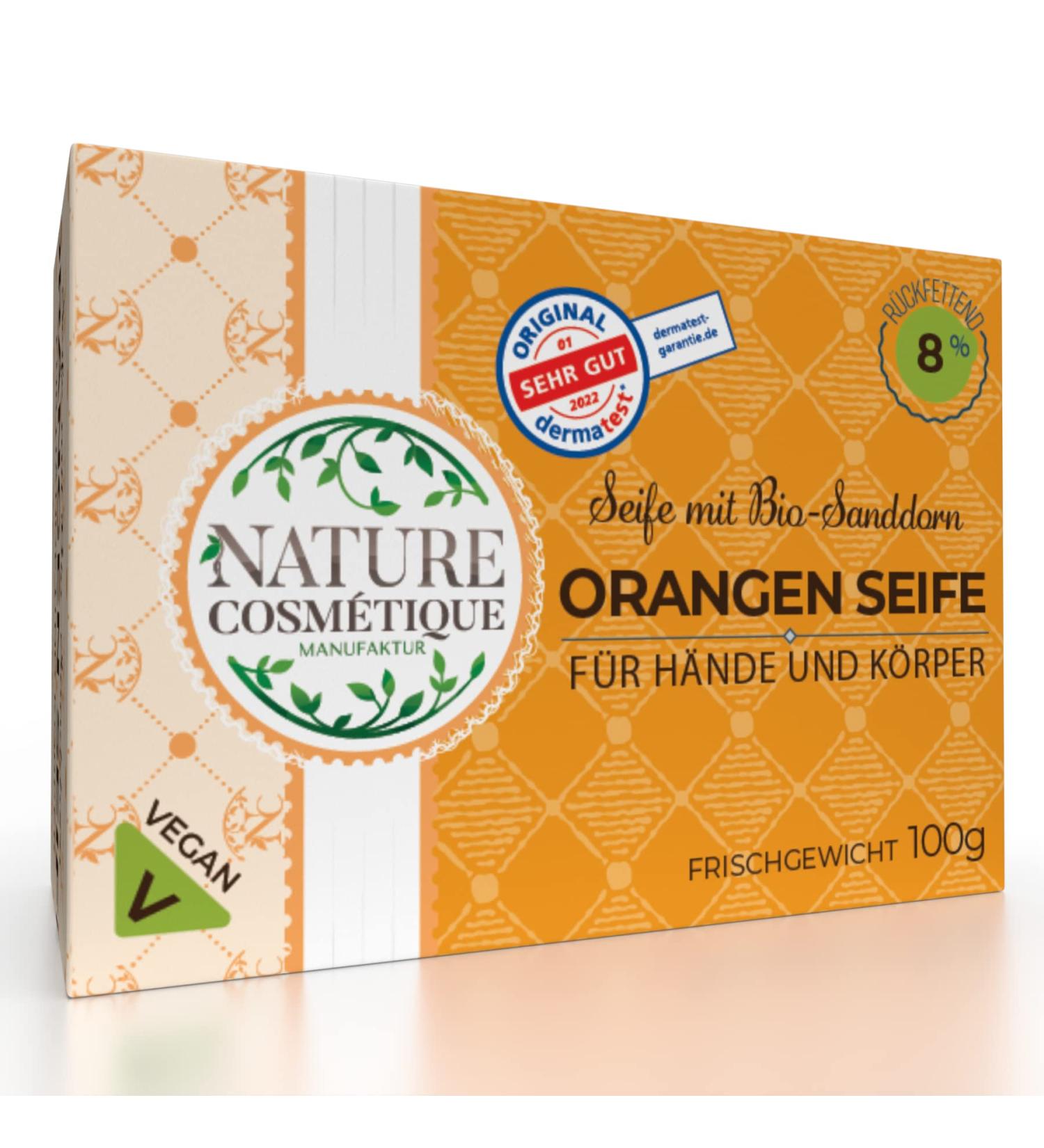 Orange Soap with Organic Sea Buckthorn Extract - 100 g - Organic Vegan Sustainable Fair - 8% Replenishment