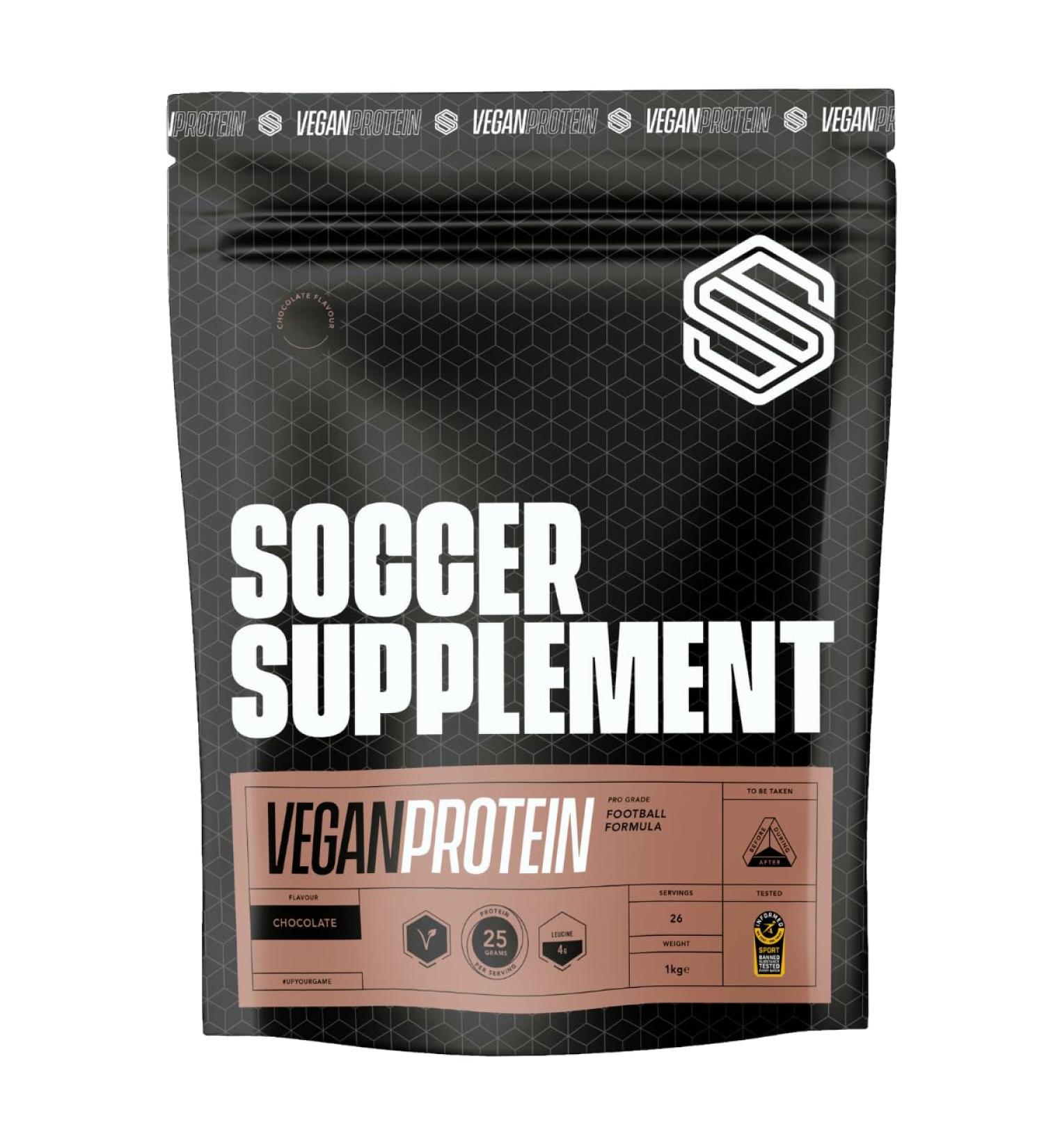 Soccer Supplement Vegan Protein Powder - 25g's of Protein per Serving Chocolate Flavour Informed Sport Tested - 26 Servings - Buy Online on GoSupps.com