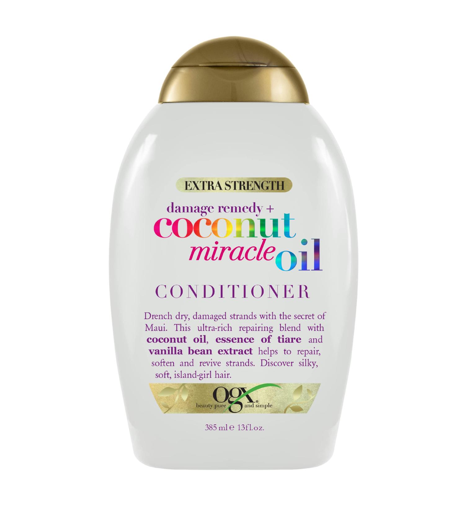 OGX Coconut Miracle Oil Conditioner - Extra Strength Damage Remedy for Dry, Frizzy, and Coarse Hair - Hydrating Formula, Flyaway Taming - 13 fl oz - Buy Online on GoSupps.com