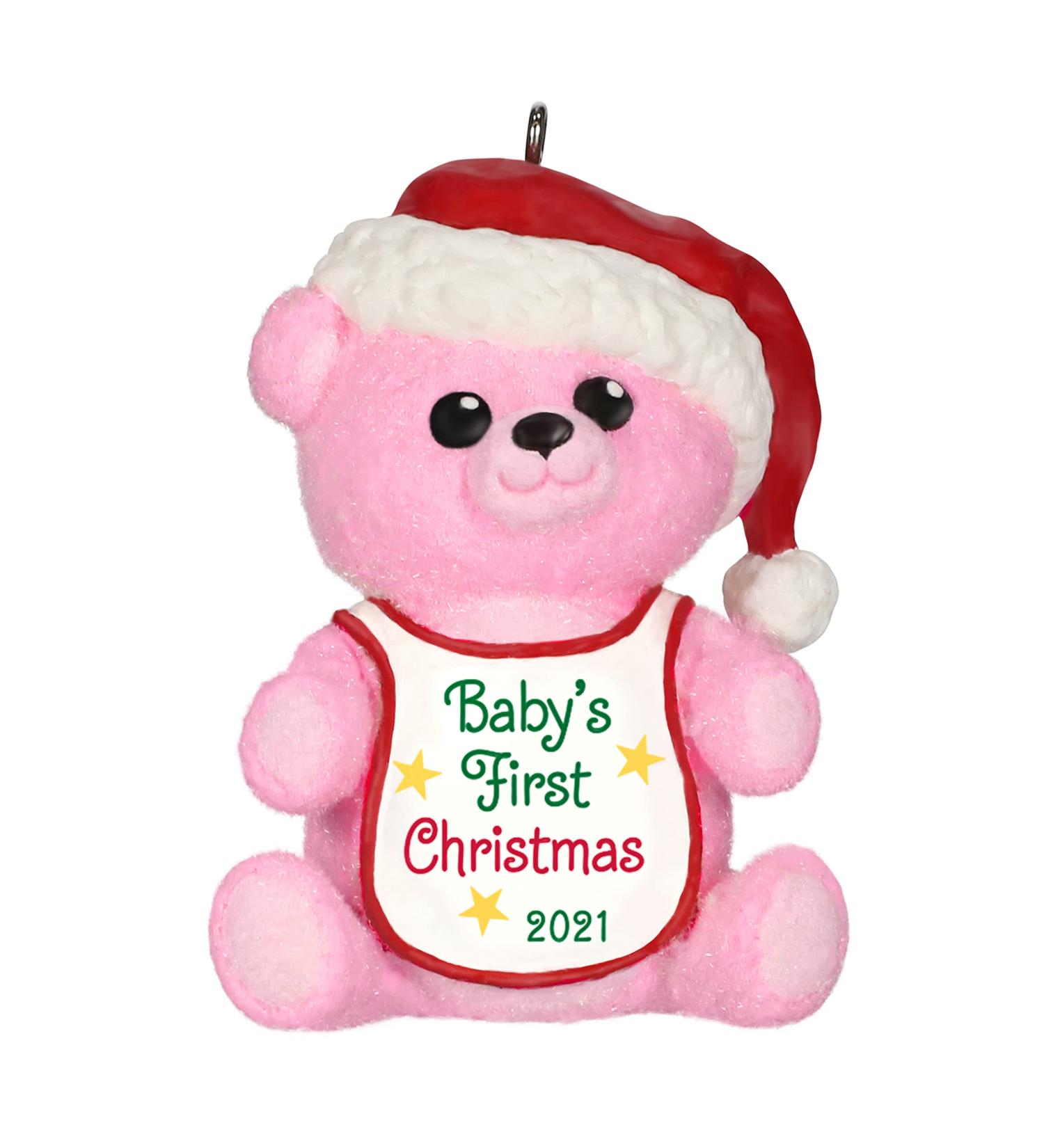 2021 Hallmark Keepsake Baby Girl's First Christmas Pink Bear Ornament - Buy Online on GoSupps.com