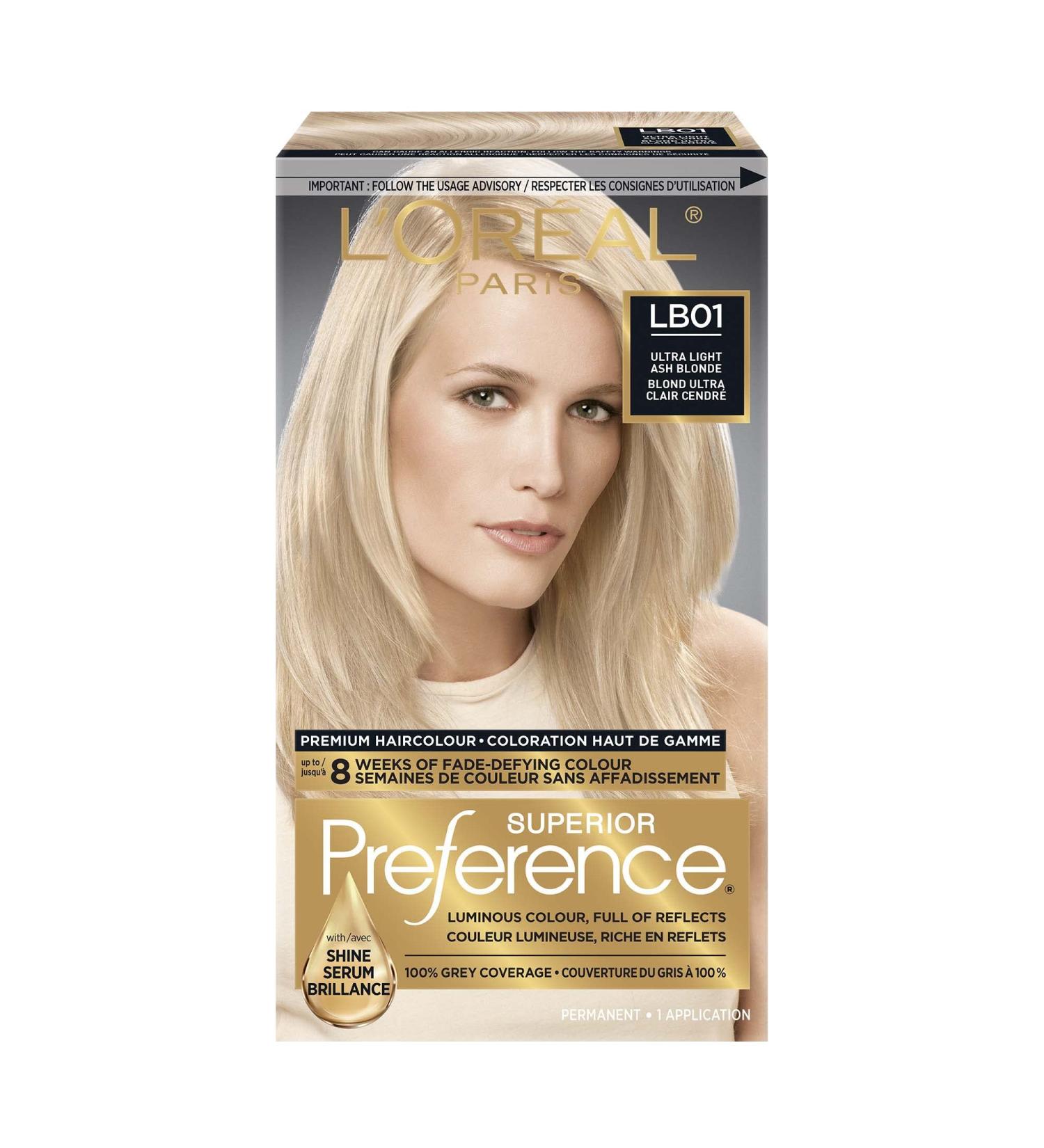 L Or al Paris Superior Preference Permanent Hair Color LB01 Ultra Light Ash Blonde 100% Grey Coverage Hair Dye 1 EA Ultra Light Ash Blonde 1 Count ( Pack Of 1 ) - Buy Online on GoSupps.com