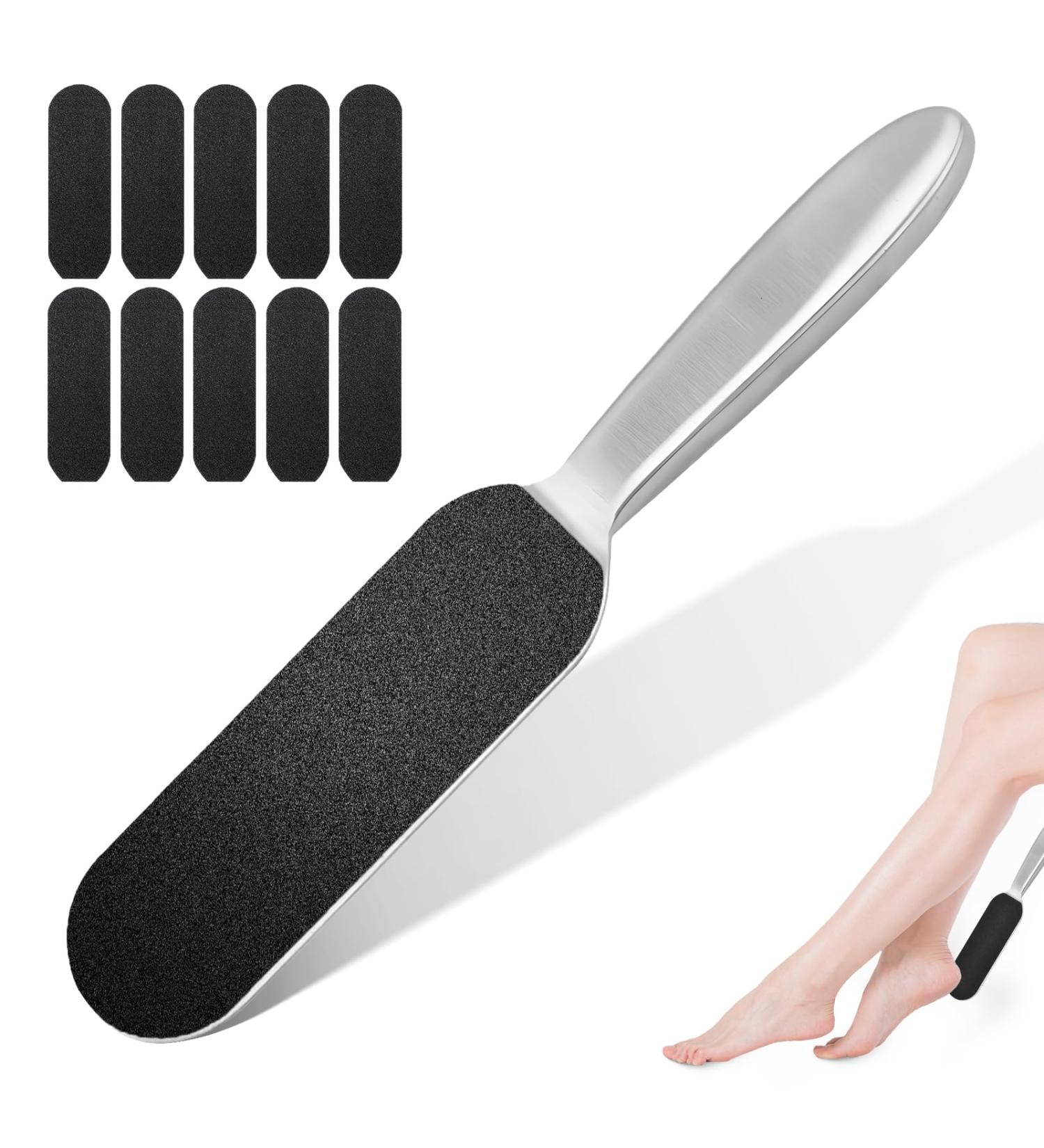 COCOMAX Foot File Callus Remover for Feet Stainless Steel Pedicure and Dual Sided Foot Files Hard Skin Remover Professional Foot Care Tool with Ten Free Refill Grits Double-Sided Replacement Pads - Buy Online on GoSupps.com