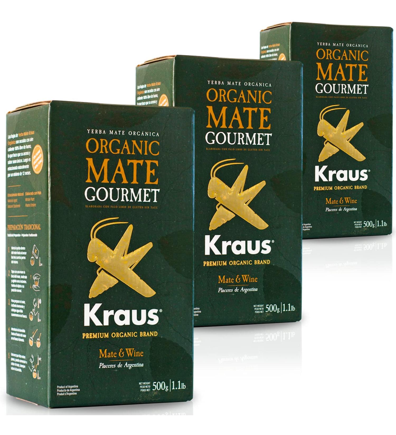 Yerba Mat Kraus Gourmet Premium 1.5 kg + chantillon cadeau (40g):Riche en antioxydants et vitamines acc l re le m tabolisme sans sucre!