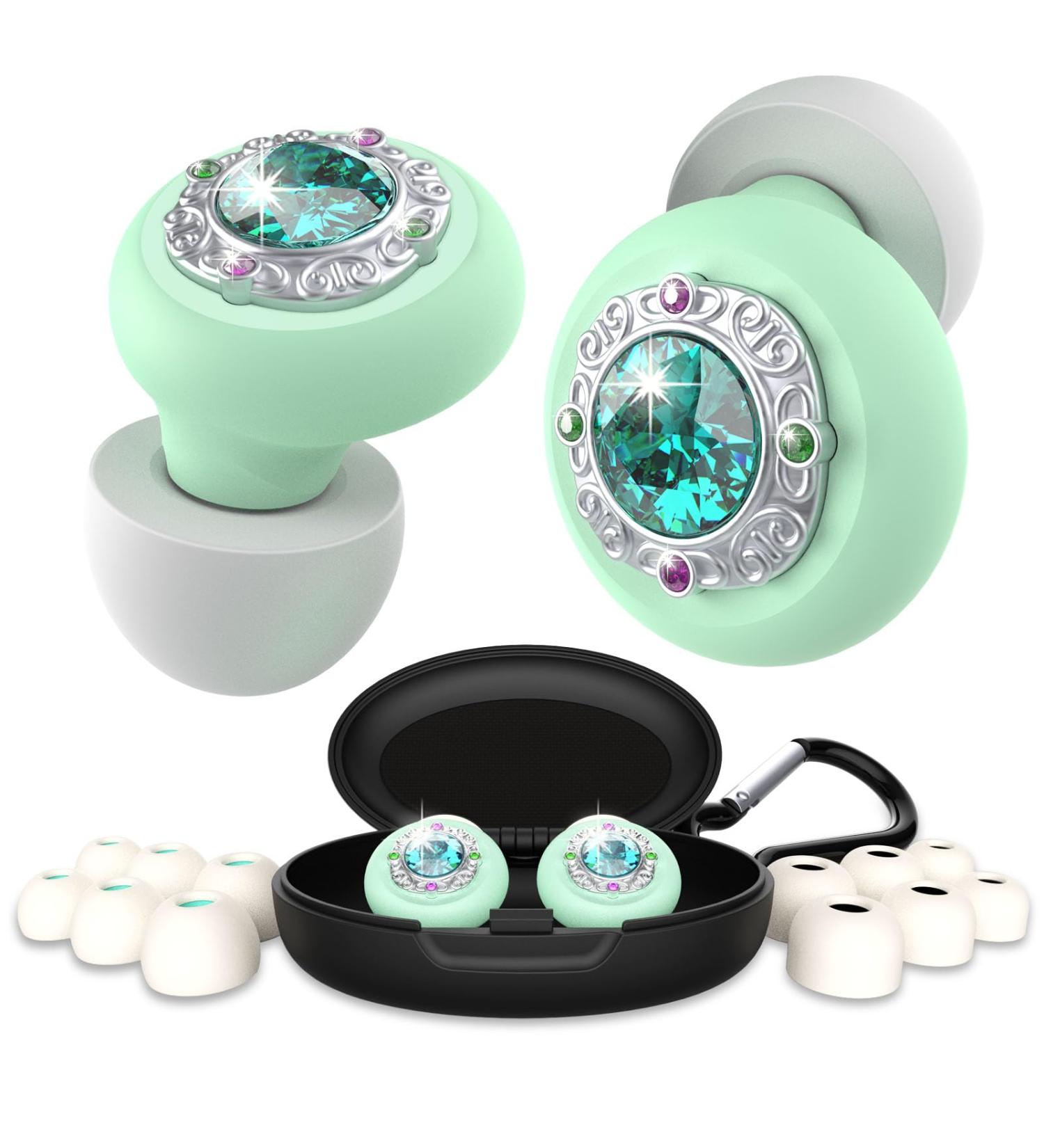 Crown Plus Earplugs - Low Noise Reduction Clear Speech for Conversations 12 Ear Tips | Perfect for Concerts & Social Gatherings - CZ Green/Silver - Buy Online on GoSupps.com