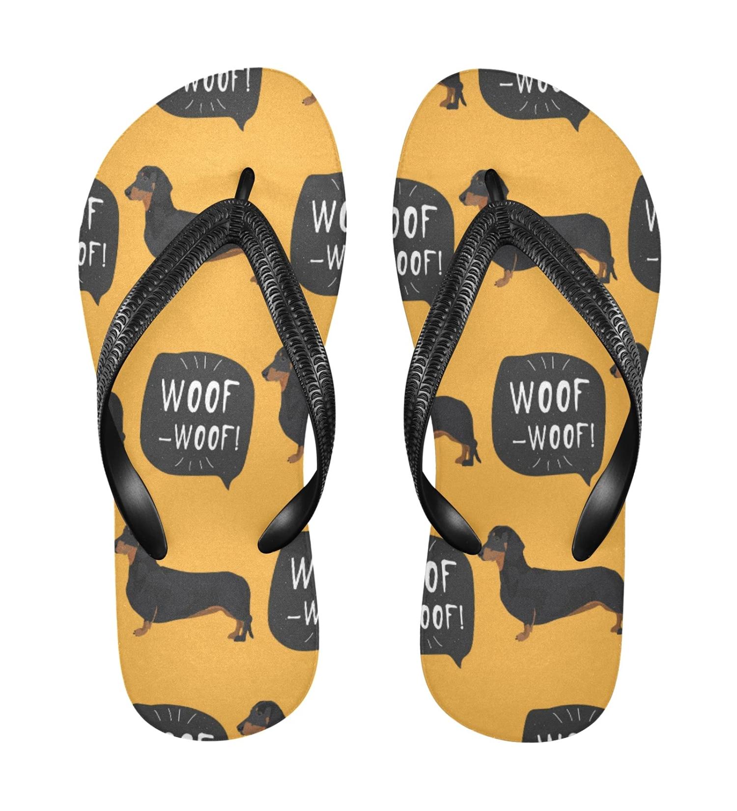 Mnsruu Dachshund Dog Flip Flops - Yellow Multicolor Small Size | Stylish Pet Footwear for All Breeds - International Shipping Available - Buy Online on GoSupps.com