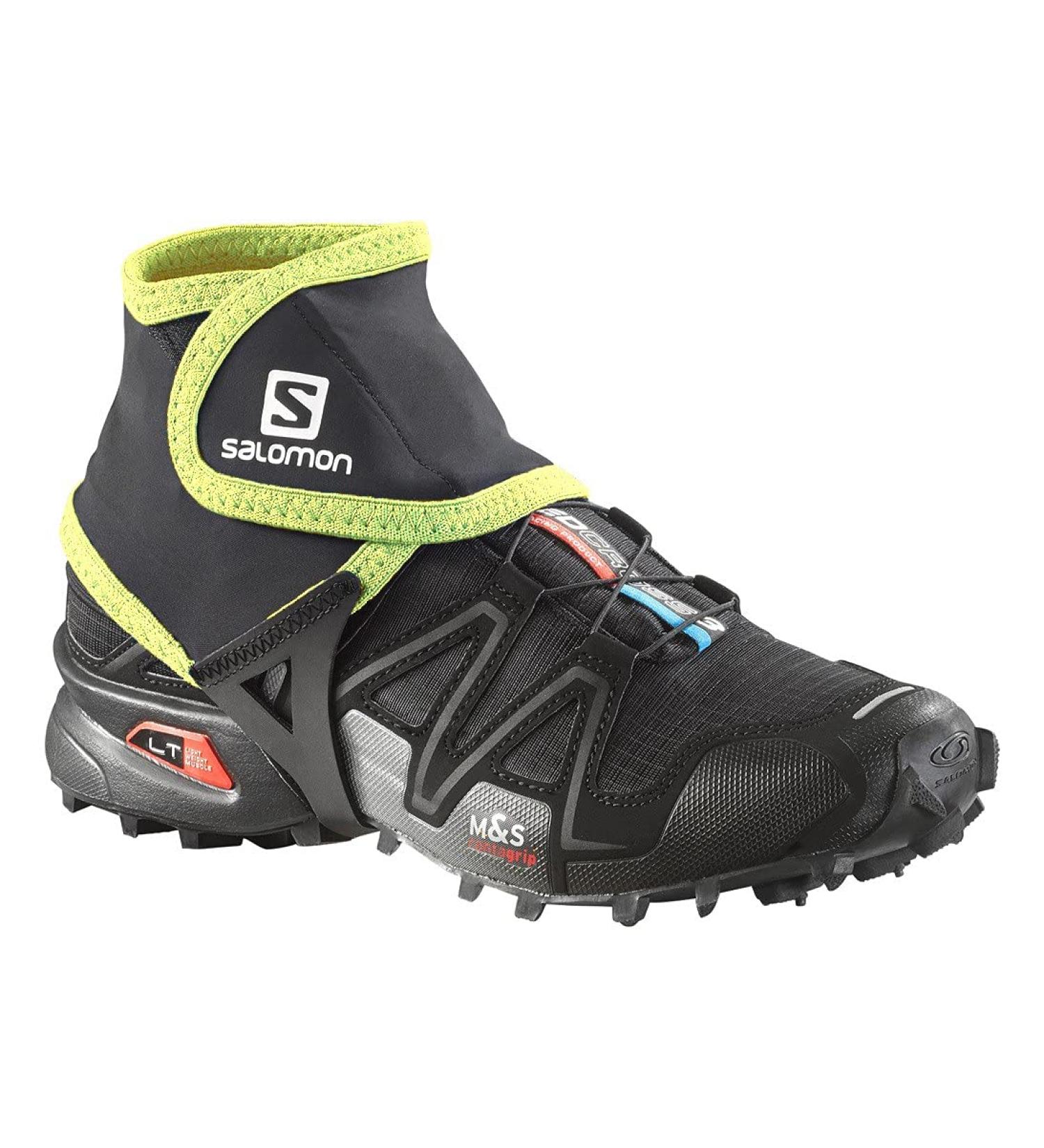 Salomon Unisex Trail Gaiters Low, Black/Alpha Yellow, Large