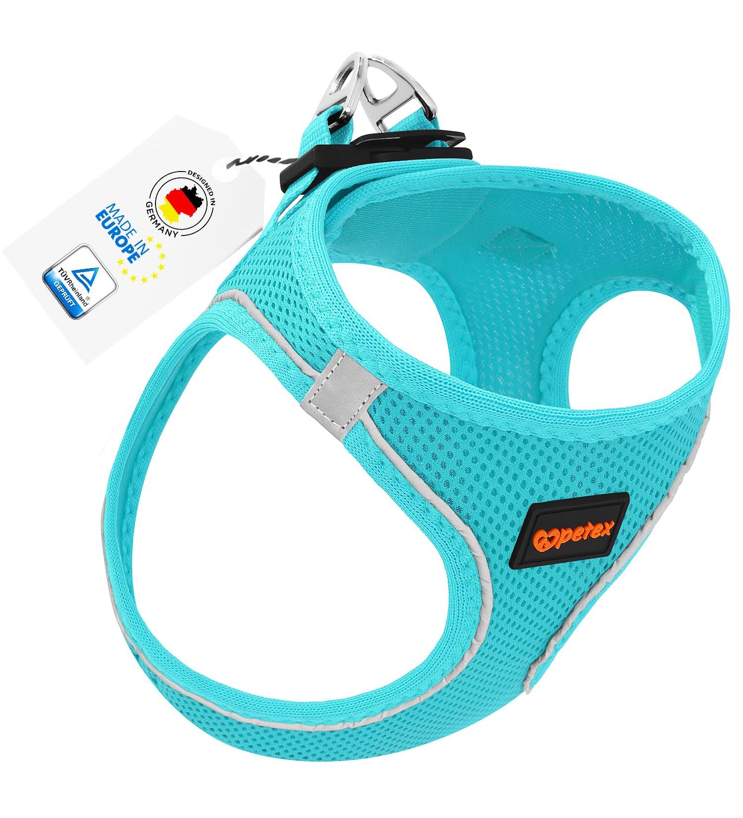 Petex Dog Harness for Small & Medium Dogs - TUV Tested Made in Europe Breathable & Reflective Puppy Dishes with Air Mesh - Baby Blue 2XS - Buy Online on GoSupps.com