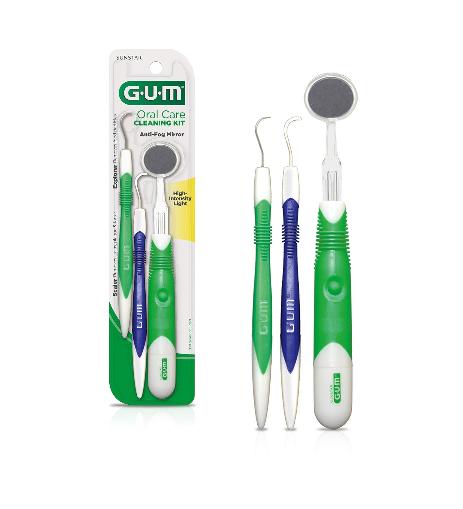 Oral Care Cleaning Kit with Lighted Mirror, Explorer Pick, and Scaler - GUM 832RB - 1 Set - Buy Online on GoSupps.com