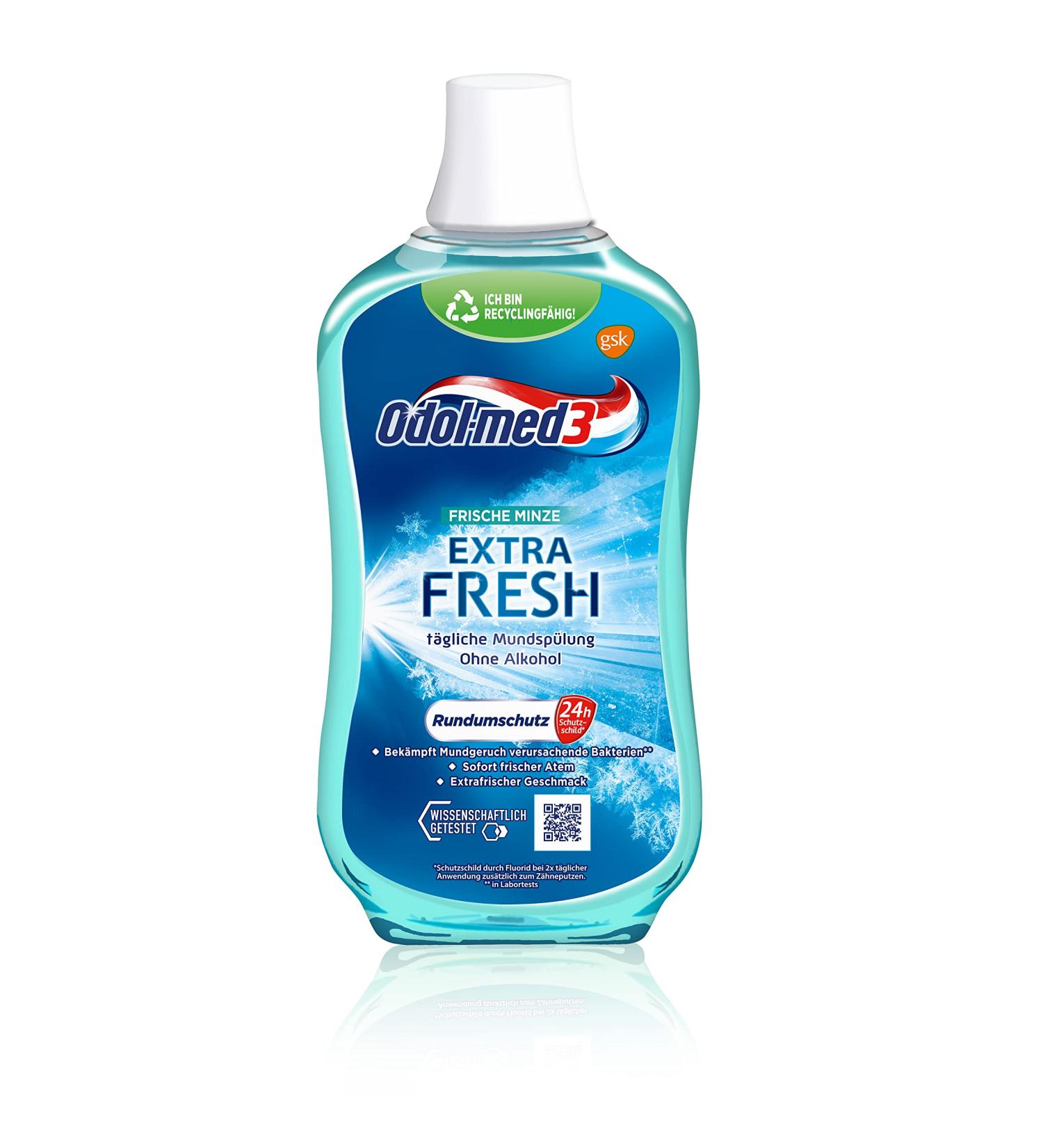 Odol-med3 Mouthwash Extra Fresh 500ml - Alcohol-Free Oral Care | International Shipping - Buy Online on GoSupps.com