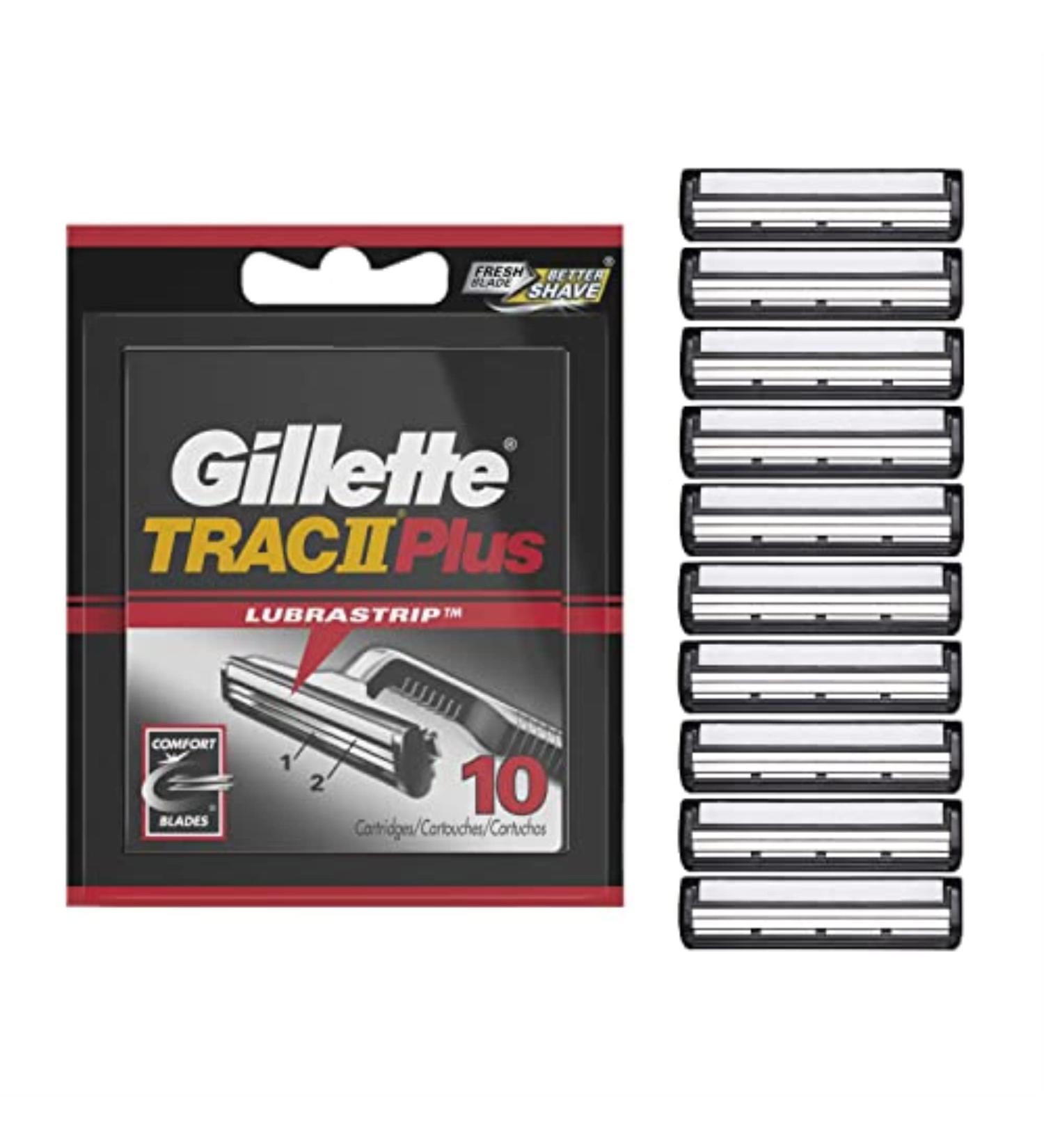 Gillette TRAC II Plus Mens Razor Blade Refills, 10 Count, Delivers a Clean, Close Shave