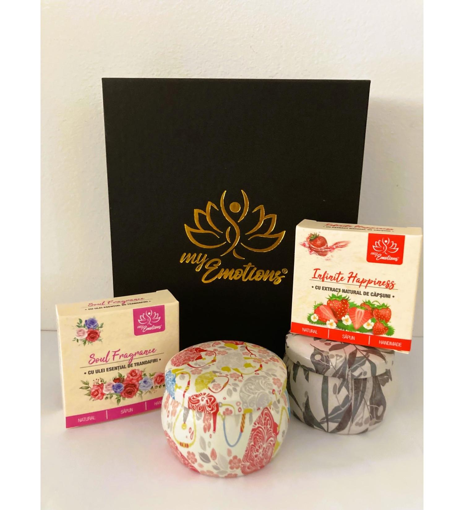 my Emotions Joy Happiness Gift Set Gift Box with 2 Handmade Natural Soaps and 2 Soy Wax Candles with Essential Oils - Buy Online on GoSupps.com