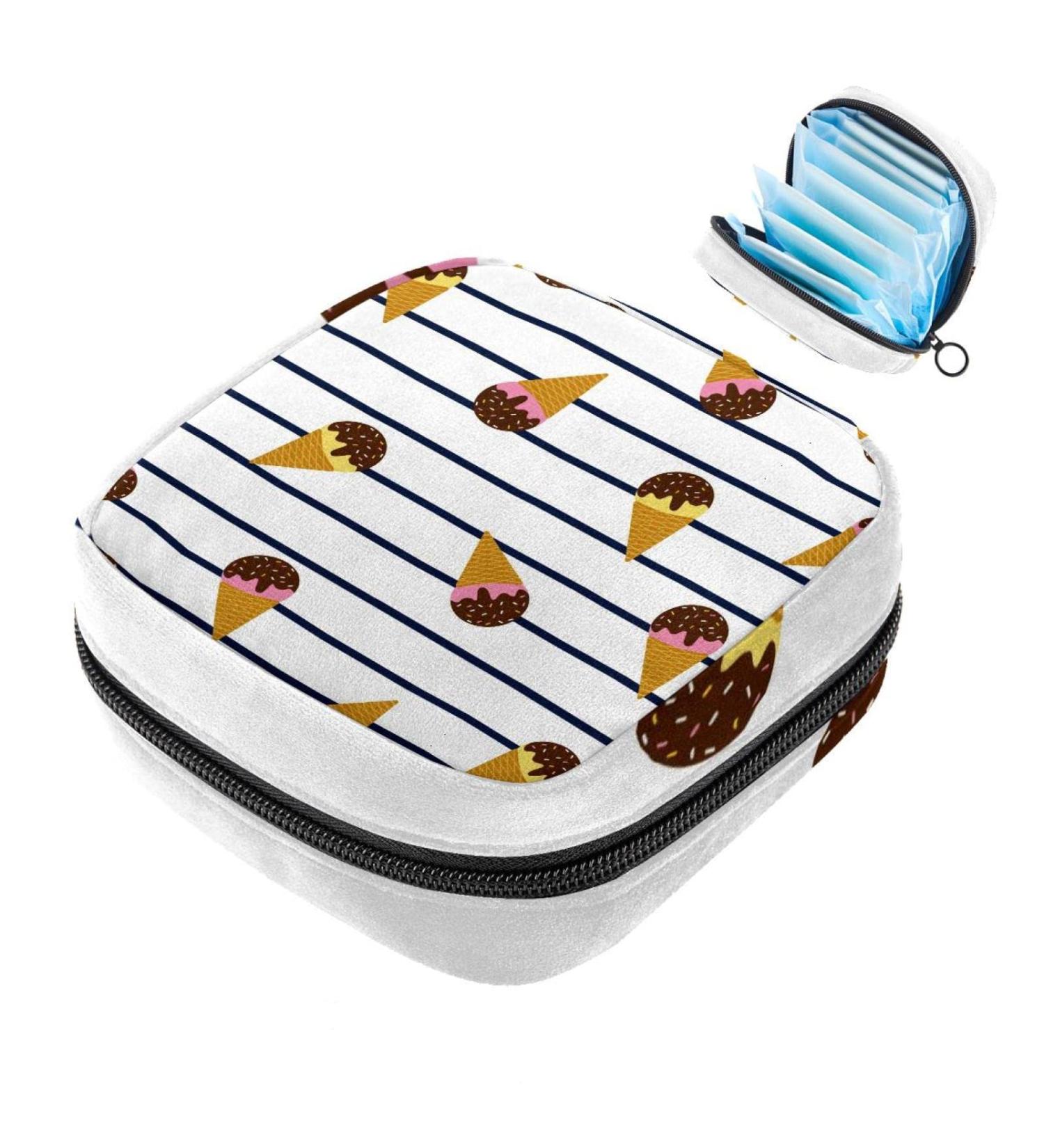 Summer Ice Cream & Marine Strip Storage Bag | Portable Menstrual Cup & Pad Bag for Teenagers Girls & Women - Buy Online on GoSupps.com