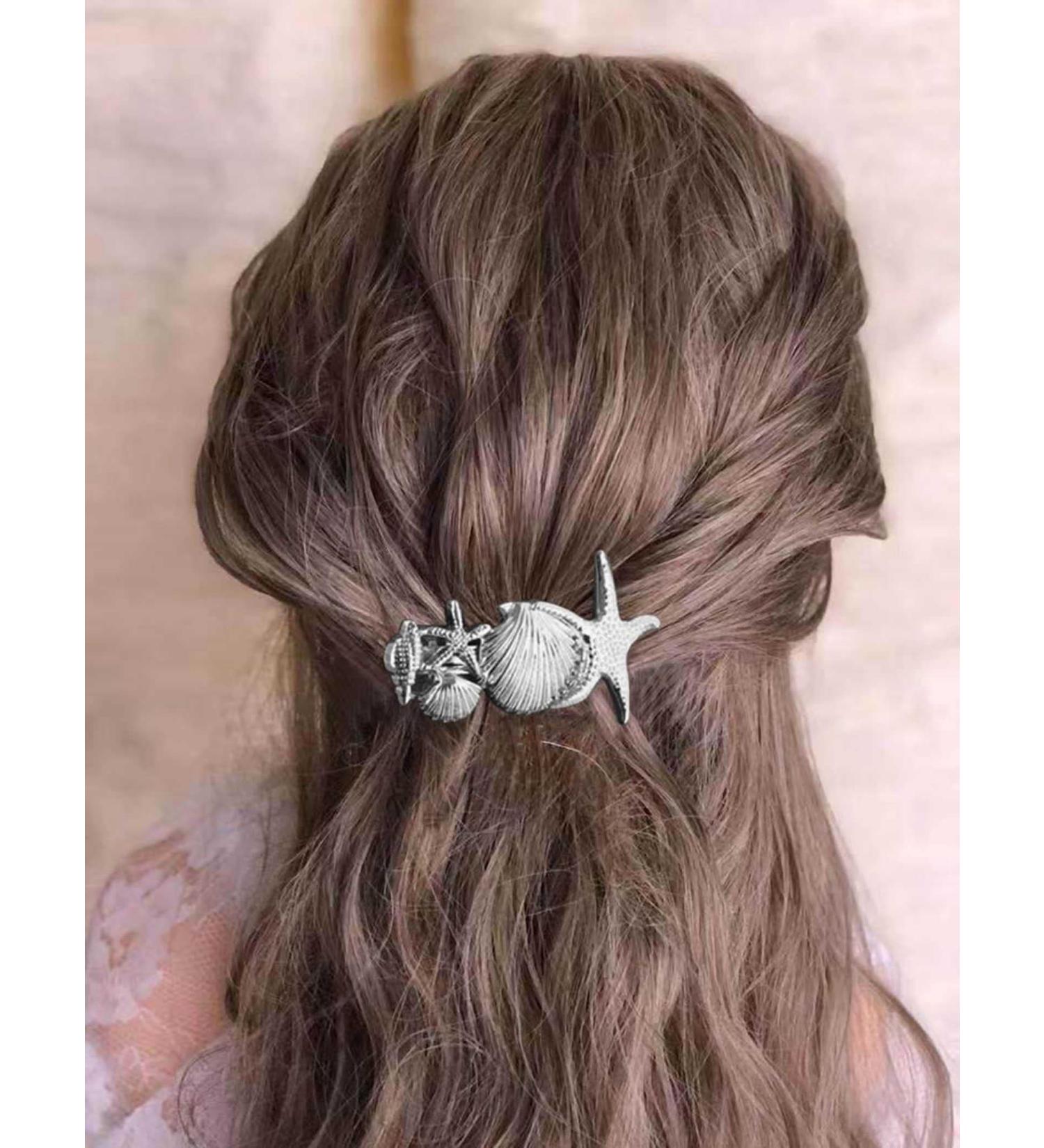 Wendalern Boho Starfish Hair Clips Seashell Starfish Hair Barrette Clips Silver Shell Barrette Hairpin Vintage Starfish Metal Hairclips Accessory for Women and Girls - Buy Online on GoSupps.com