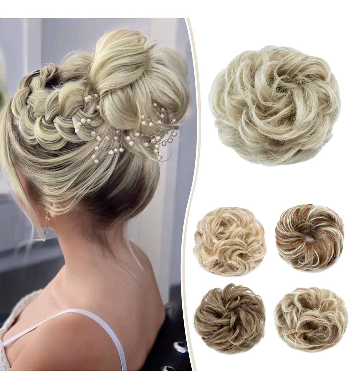 Silk-Co Hair Part with Rubber Band - Wavy Soft Dutt & Thickening Hair Extensions | 55g Blonde Ombre Messy Bun Updos - Buy Online on GoSupps.com