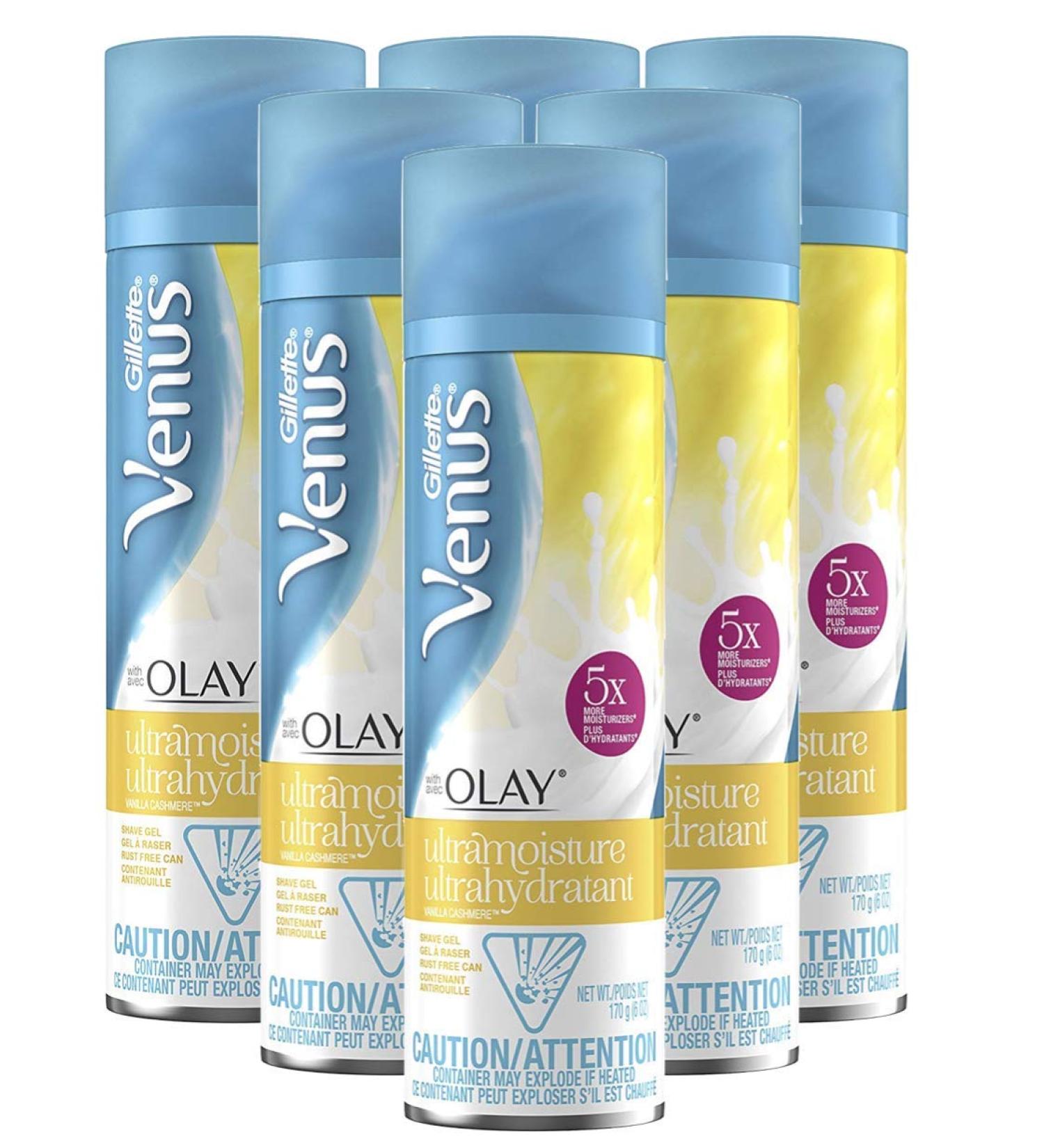 Gillette Venus with Olay UltraMoisture Vanilla Cashmere Women's Shave Gel 6oz - Pack of 6 - Buy Online on GoSupps.com