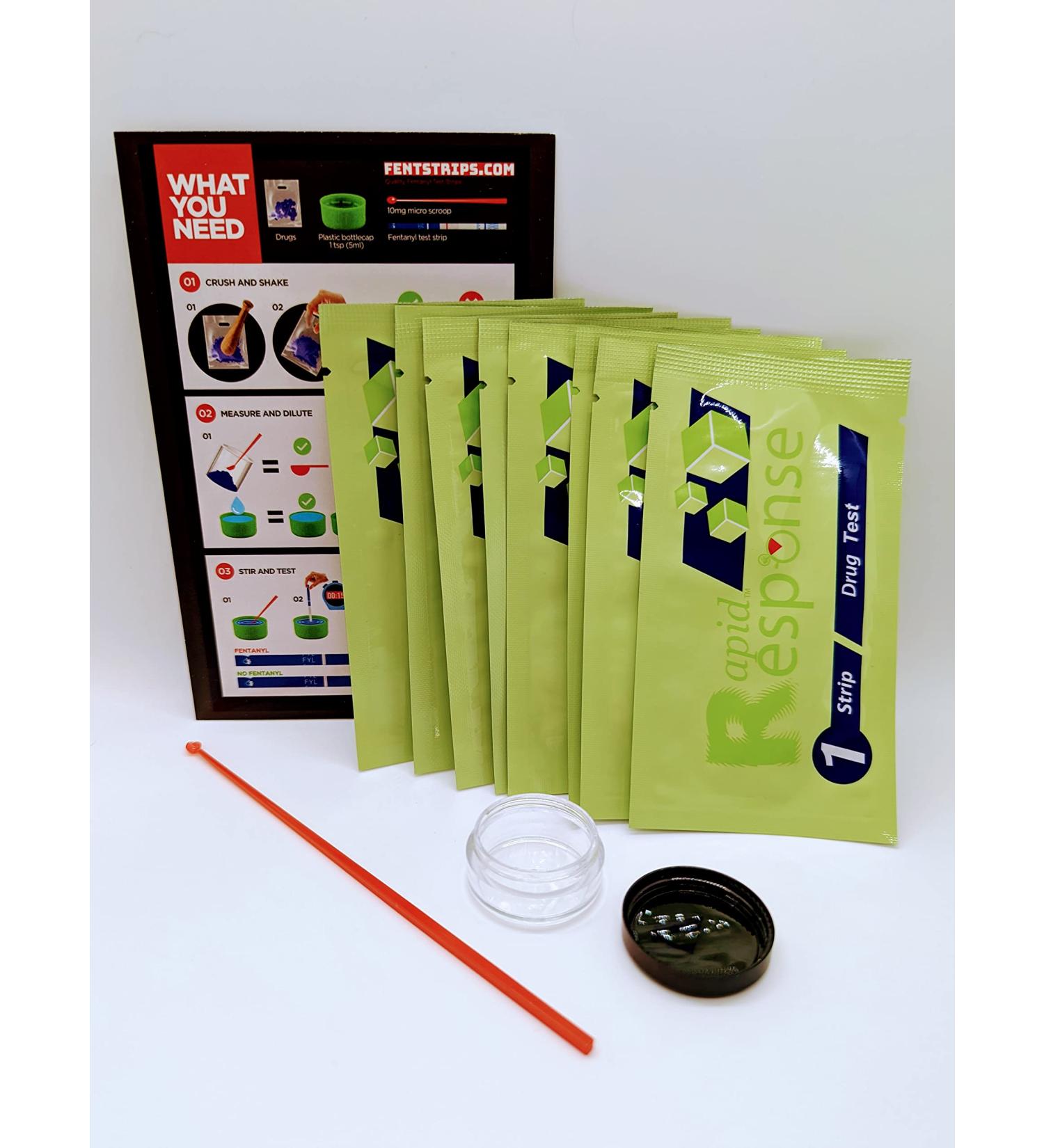 BTNX Fentanyl Test Strip Kit for Liquids, Powders, Pills & Urine | 8 Rapid Response Strips + Scoop, Cup & Instructions - Buy Online on GoSupps.com