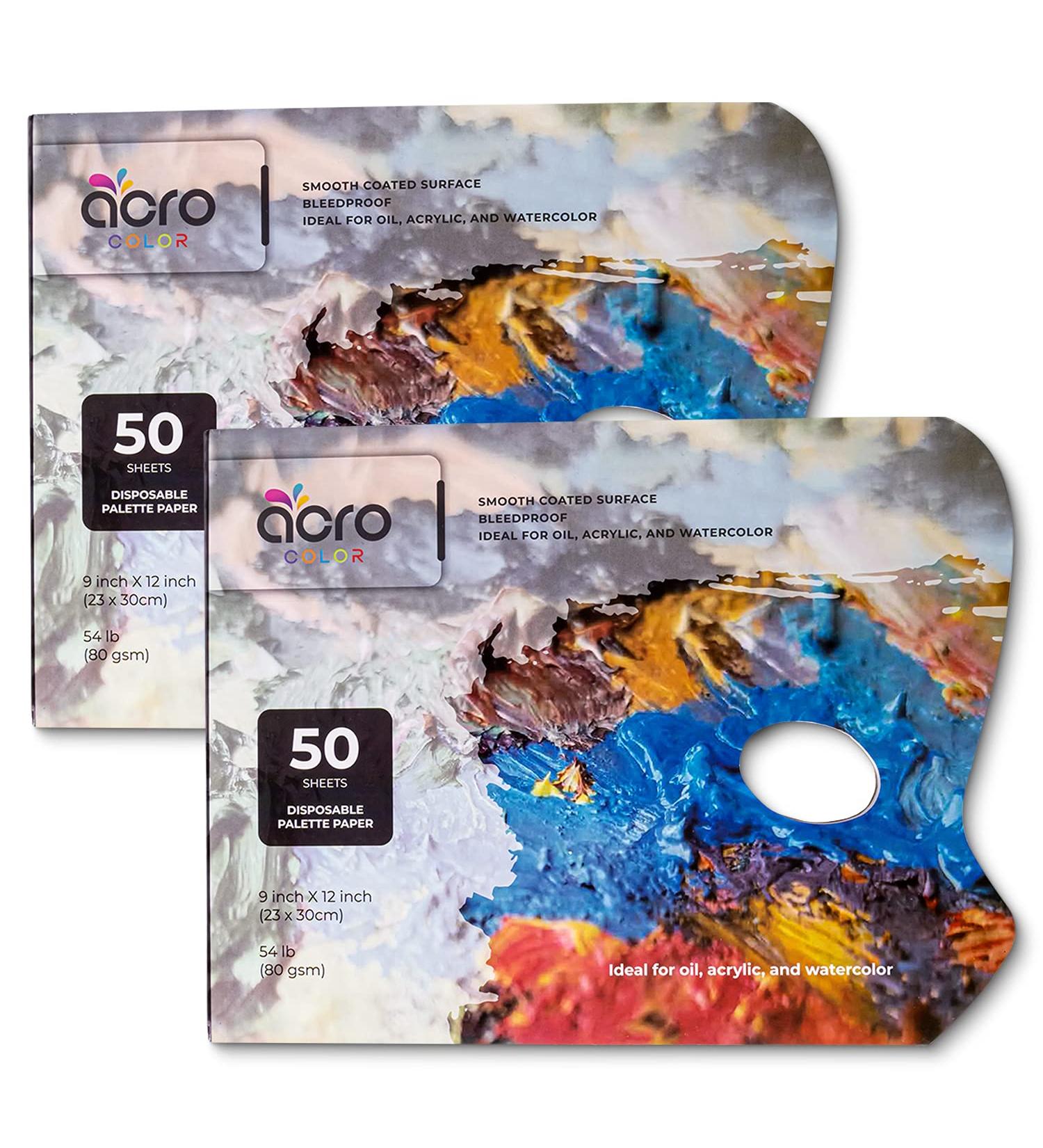 Disposable Palette Paper Pad | 50 Sheets 9x12 Inch 80GSM | For Oil, Acrylic, Watercolors, Gouache | Bleed-Proof White Mixing Sheets | Ideal for Artists | 2 Pack - Buy Online on GoSupps.com