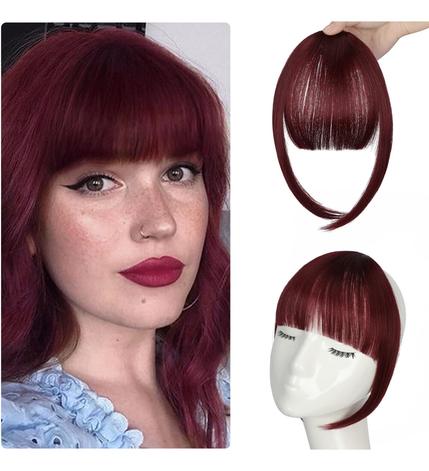 Wine Red French Bangs Hair Clip - Easy to Use Faux Bangs Extensions for Daily Wear - Buy Online on GoSupps.com