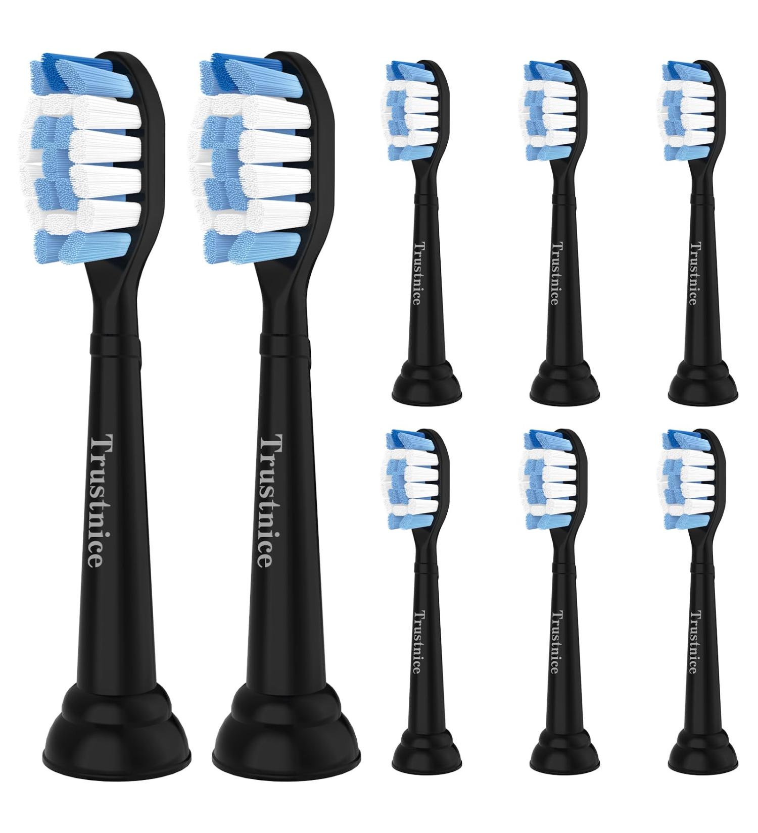 Trustnice Replacement Brushes for Philips Sonicare - Brush Heads Compatible with Healthywhite EasyClean Gum Health & Flexcare - 8 Pack (Black) - International Shipping Available - Buy Online on GoSupps.com