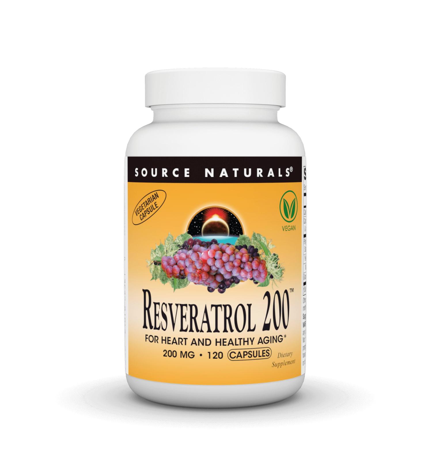 Source Naturals Resveratrol for Heart and Healthy Aging - 200 mg -120 Vegan Capsules 120 Count (Pack of 1) - Buy Online on GoSupps.com