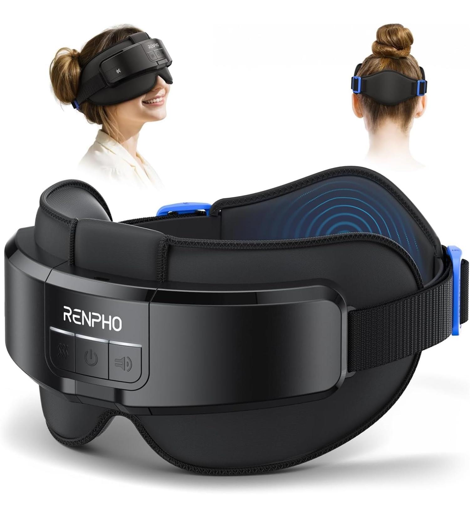 RENPHO Eyeris Masc Head & Eye Massager Migraine Relief Headache Massager for Forehead FSA Eligible HSA Heated Mask Massager Scalp Stress Relax - BLACK - Buy Online on GoSupps.com